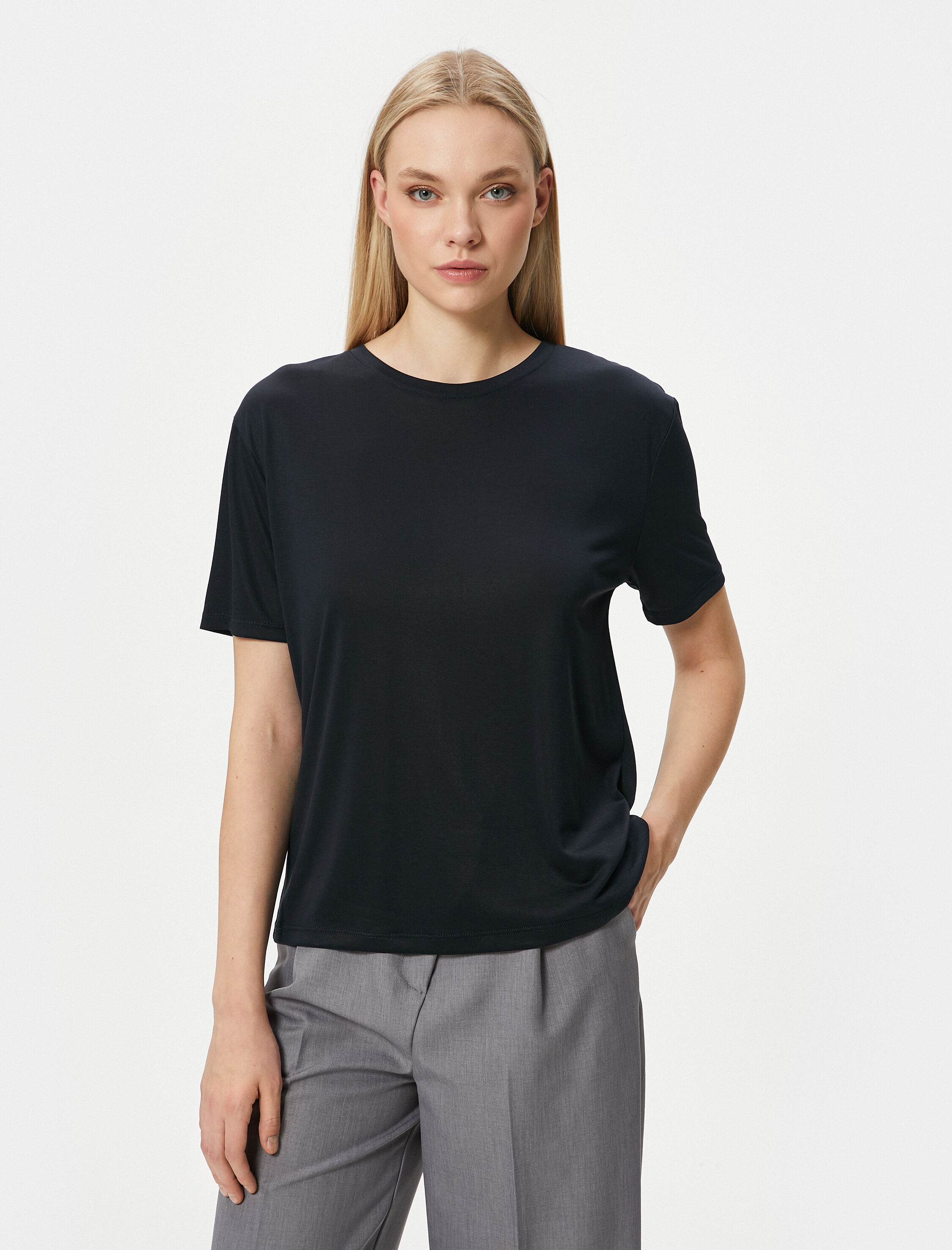   Basic Tişört Kısa Kollu Bisiklet Yaka Pamuklu