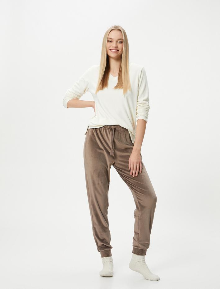  Polar Pijama Altı Jogger Yumuşak Dokulu