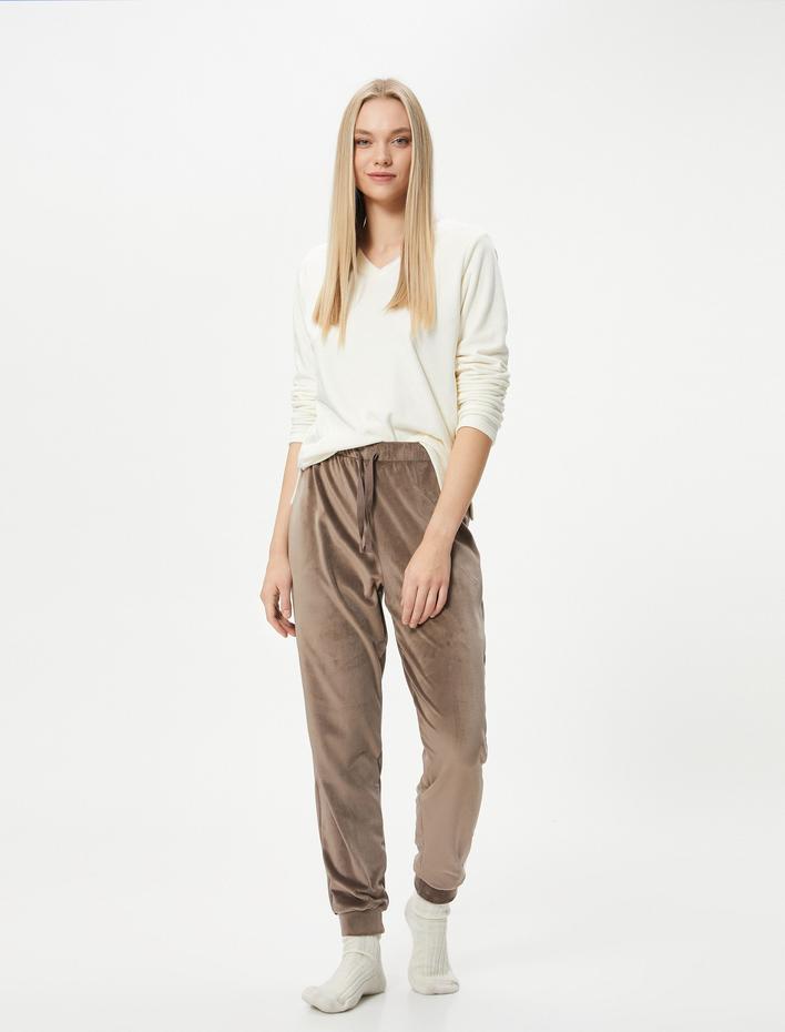  Polar Pijama Altı Jogger Yumuşak Dokulu