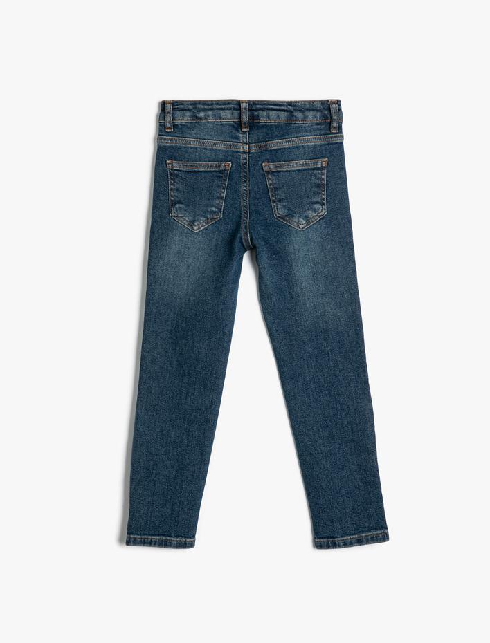 Erkek Çocuk Kot Pantolon Cepli Pamuklu - Skinny Jean