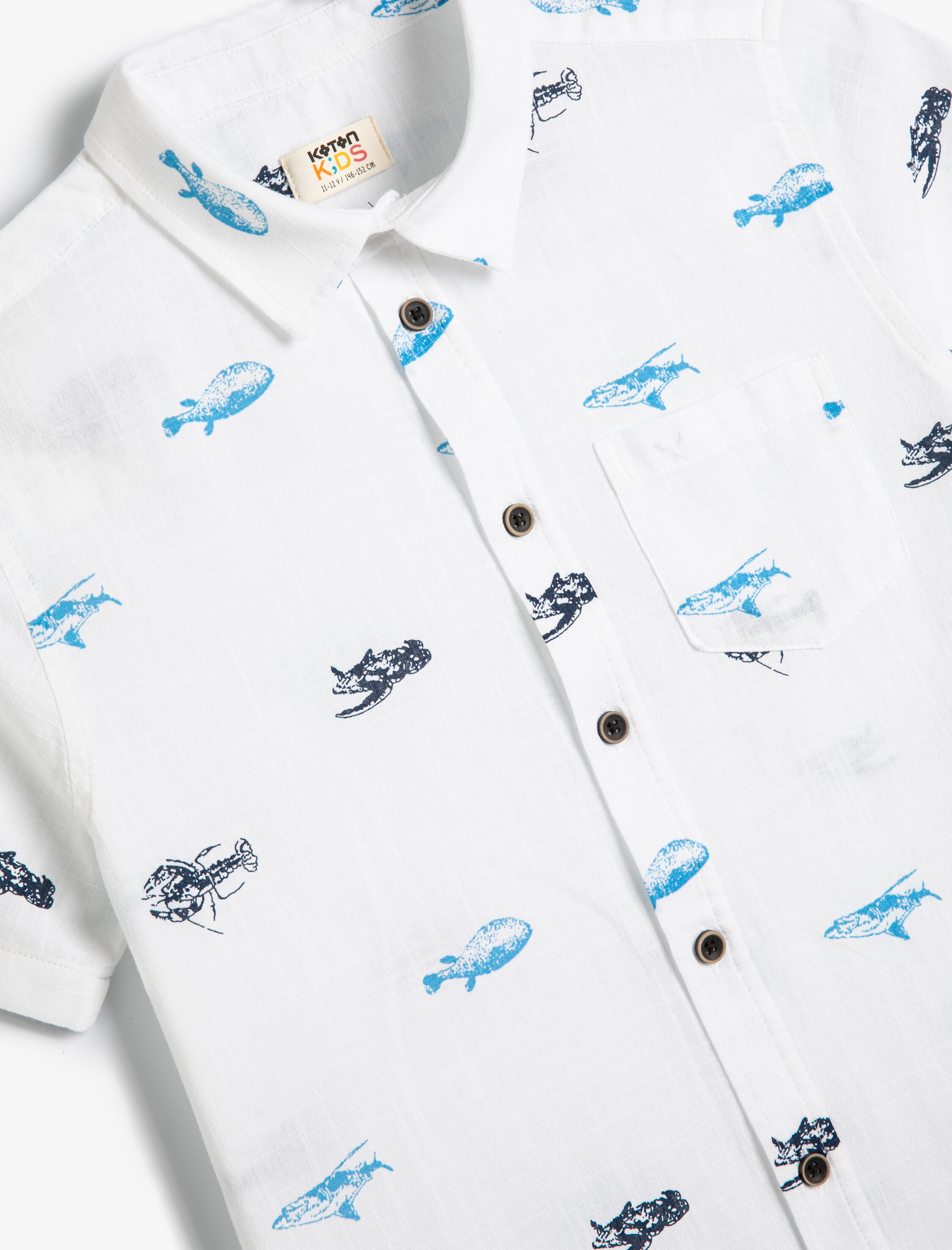  Erkek Çocuk Gömlek Kısa Kollu Pamuklu Baskılı Cep Detaylı