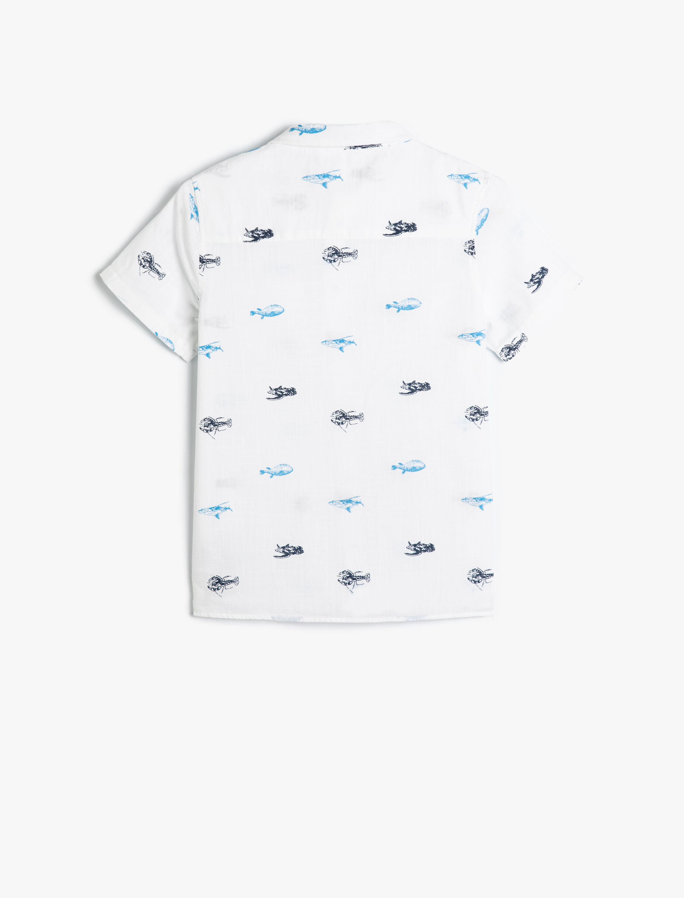  Erkek Çocuk Gömlek Kısa Kollu Pamuklu Baskılı Cep Detaylı