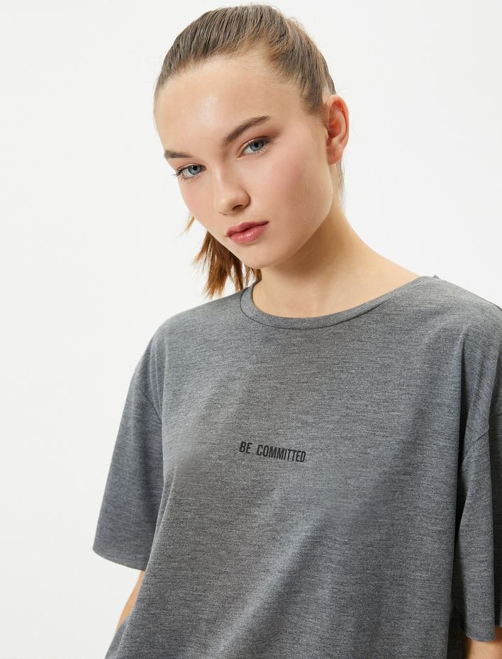  Spor Tişört Rahat Kalıp Kısa Kollu Bisiklet Yaka Viskoz Karışımlı