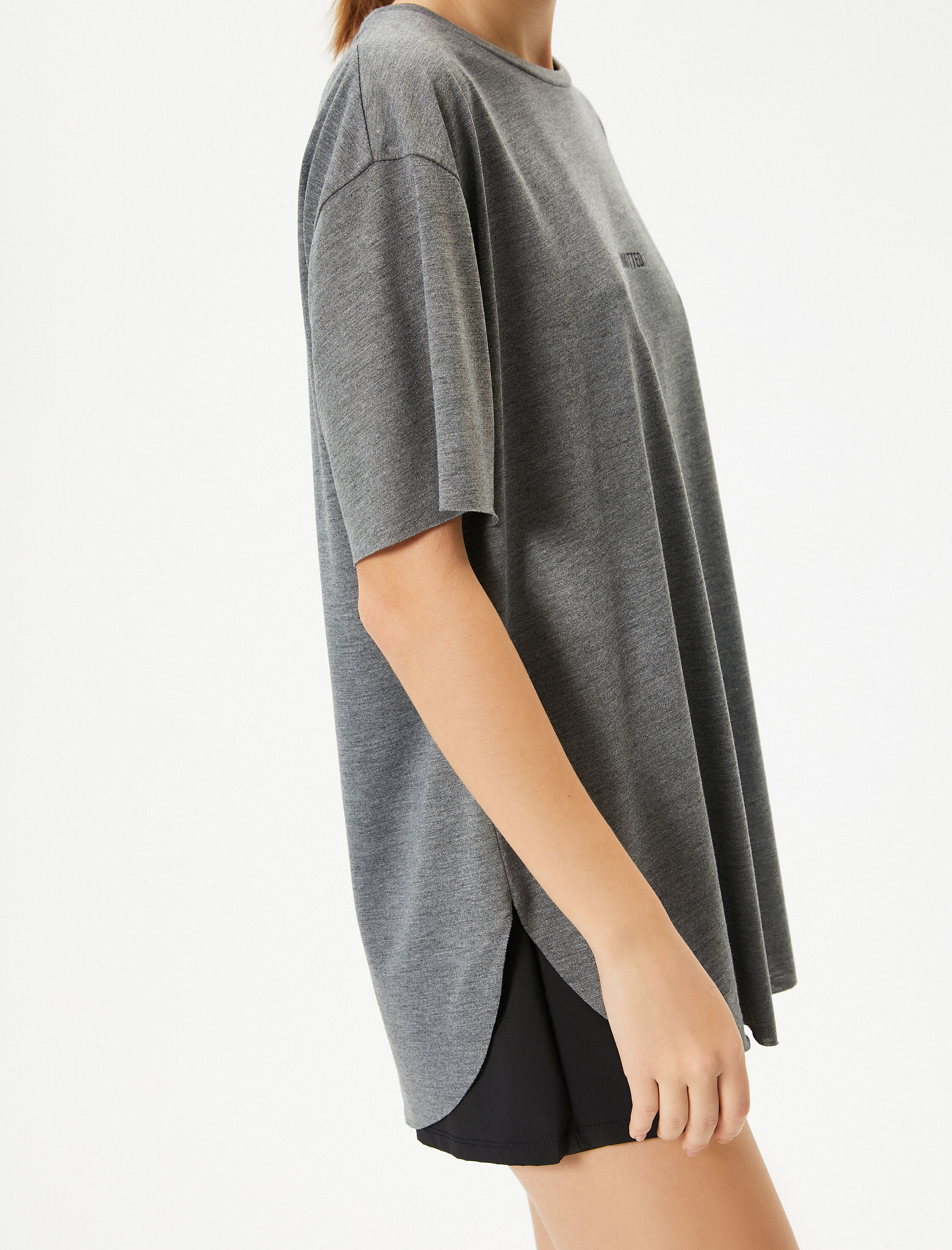   Spor Tişört Rahat Kalıp Kısa Kollu Bisiklet Yaka Viskoz Karışımlı