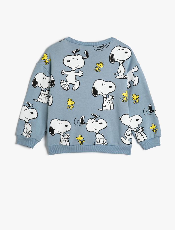Erkek Bebek Snoopy Sweatshirt Lisanslı Uzun Kollu Bisiklet Yaka Şardonlu