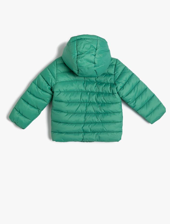 Erkek Bebek Şişme Mont Kapşonlu Cepli Etiket Detaylı