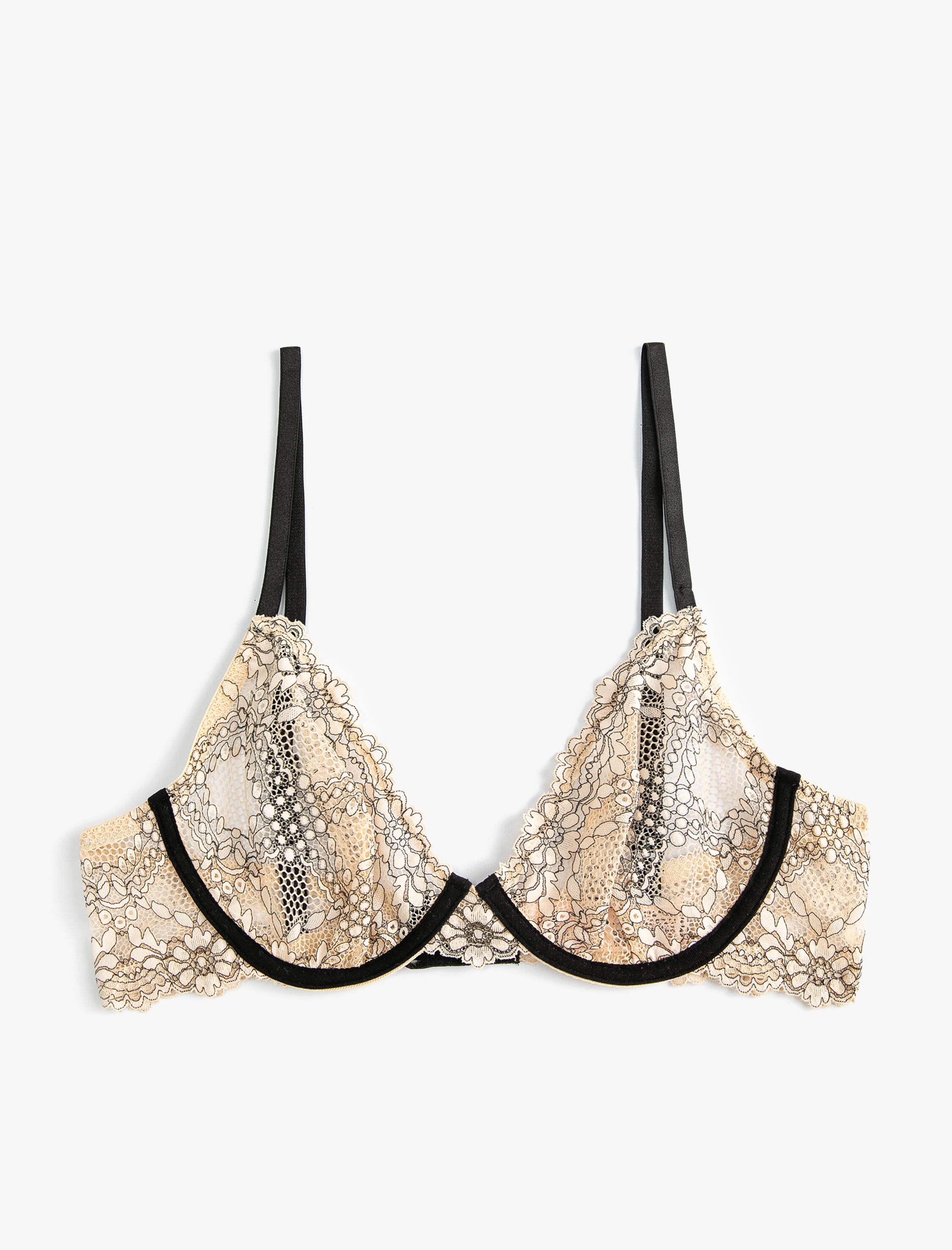   Balenli Dantelli Sütyen Dolgusuz Çiçekli