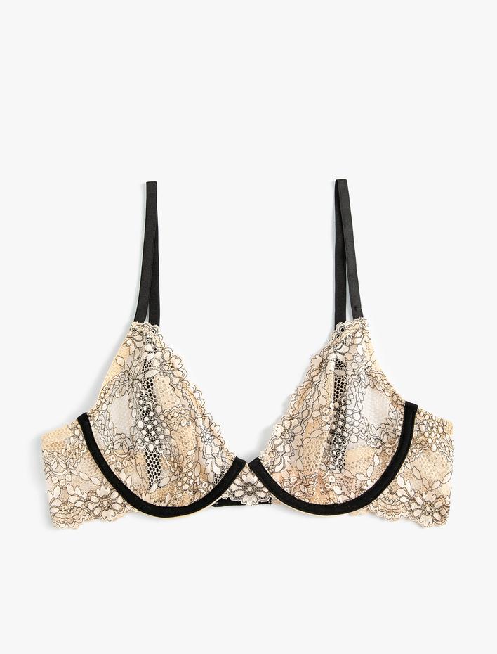  Balenli Dantelli Sütyen Dolgusuz Çiçekli