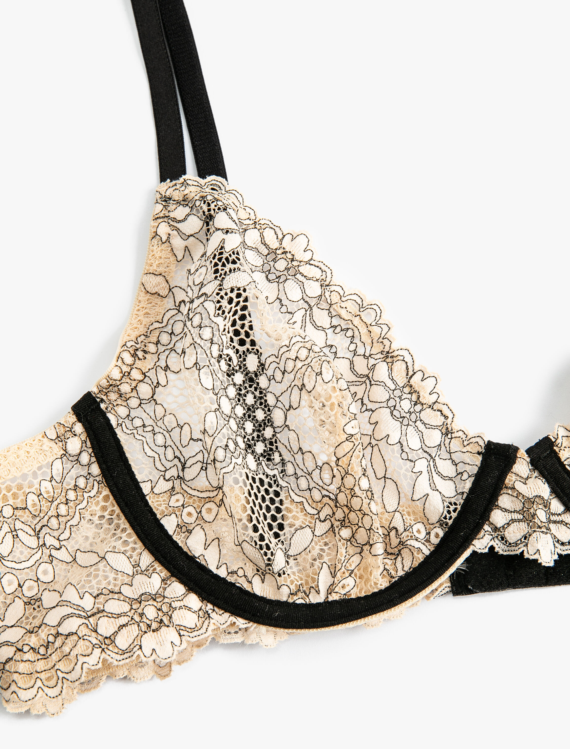   Balenli Dantelli Sütyen Dolgusuz Çiçekli