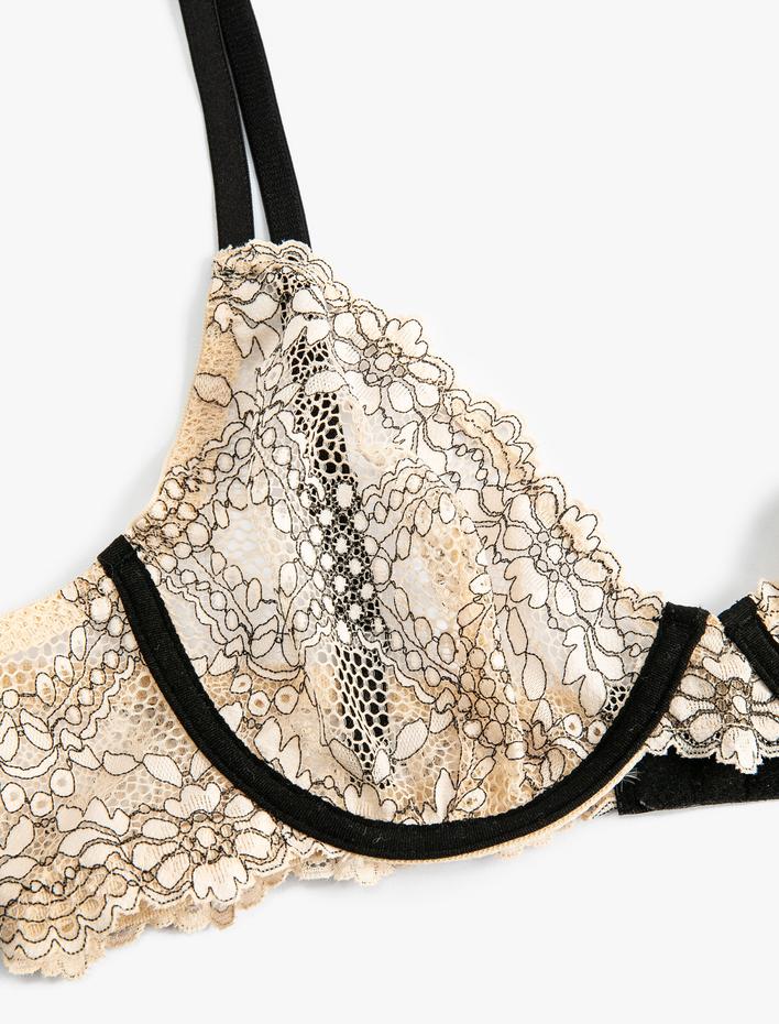 Balenli Dantelli Sütyen Dolgusuz Çiçekli