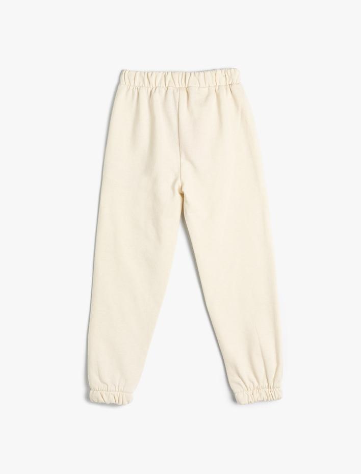 Kız Bebek Basic Jogger Eşofman Altı Aplike Detaylı Beli Bağlamalı Pamuklu