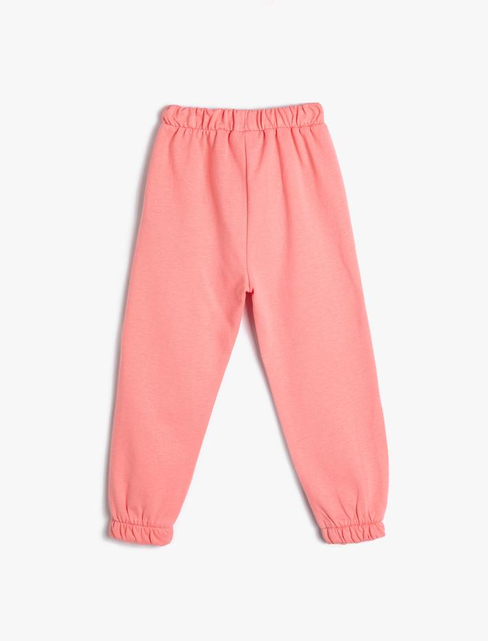 Kız Bebek Basic Jogger Eşofman Altı Aplike Detaylı Beli Bağlamalı Pamuklu