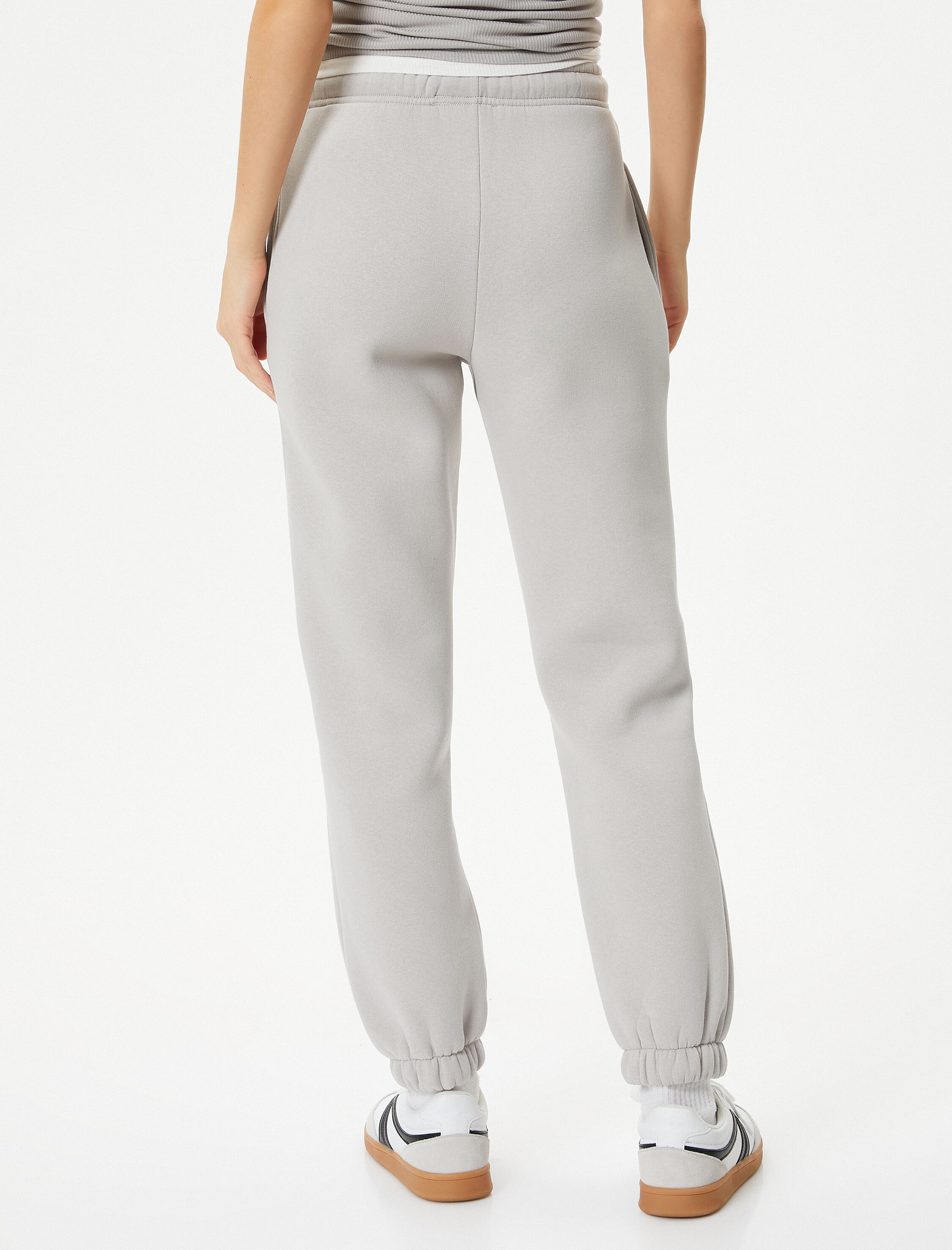   Şardonlu Jogger Eşofman Altı Beli Bağlamalı Rahat Kalıp Cepli Pamuklu