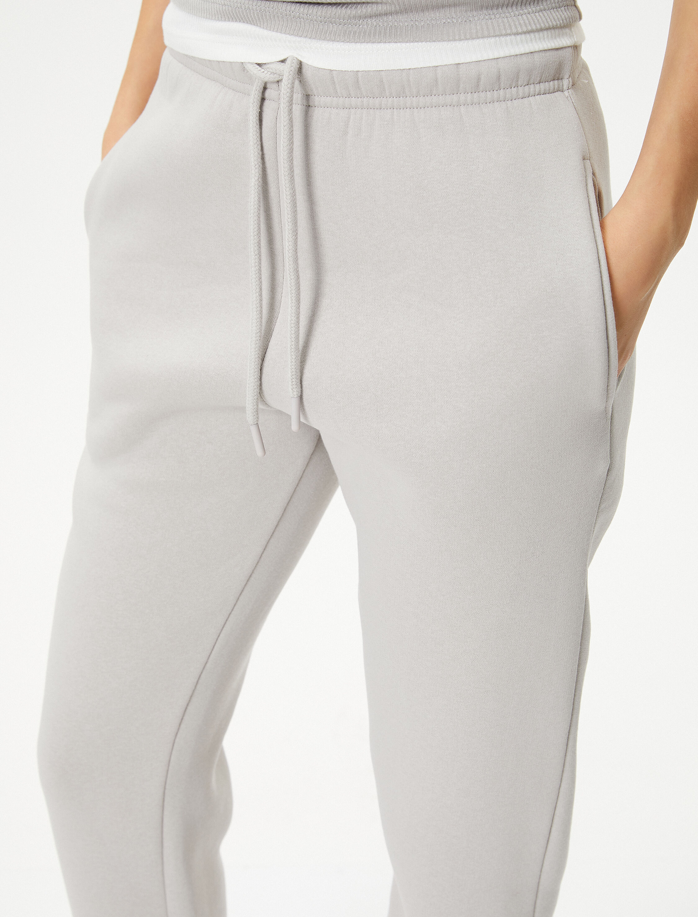   Şardonlu Jogger Eşofman Altı Beli Bağlamalı Rahat Kalıp Cepli Pamuklu