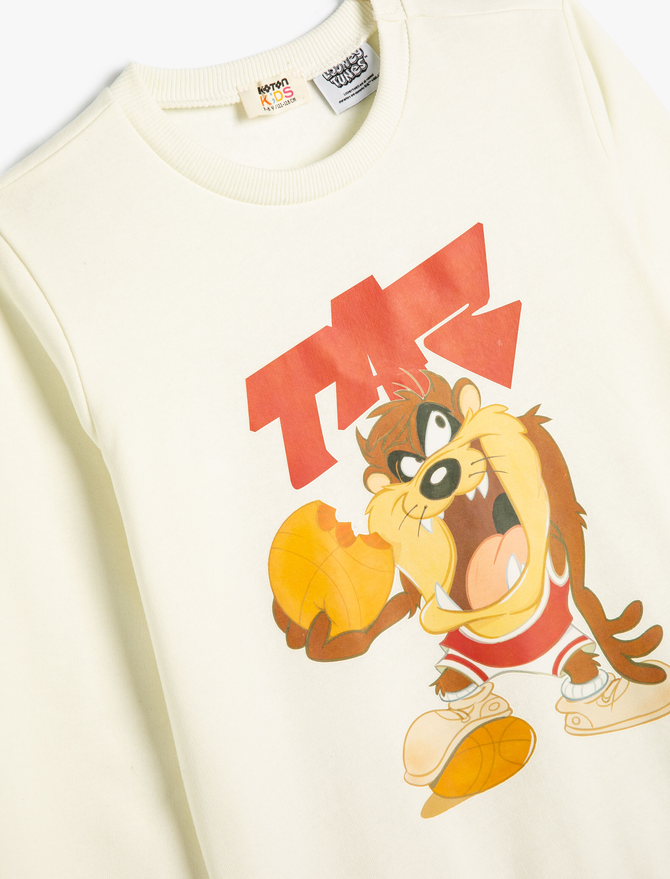  Erkek Çocuk Tazmanya Canavarı Sweatshirt Lisanslı Bisiklet Yaka Uzun Kollu Şardonlu