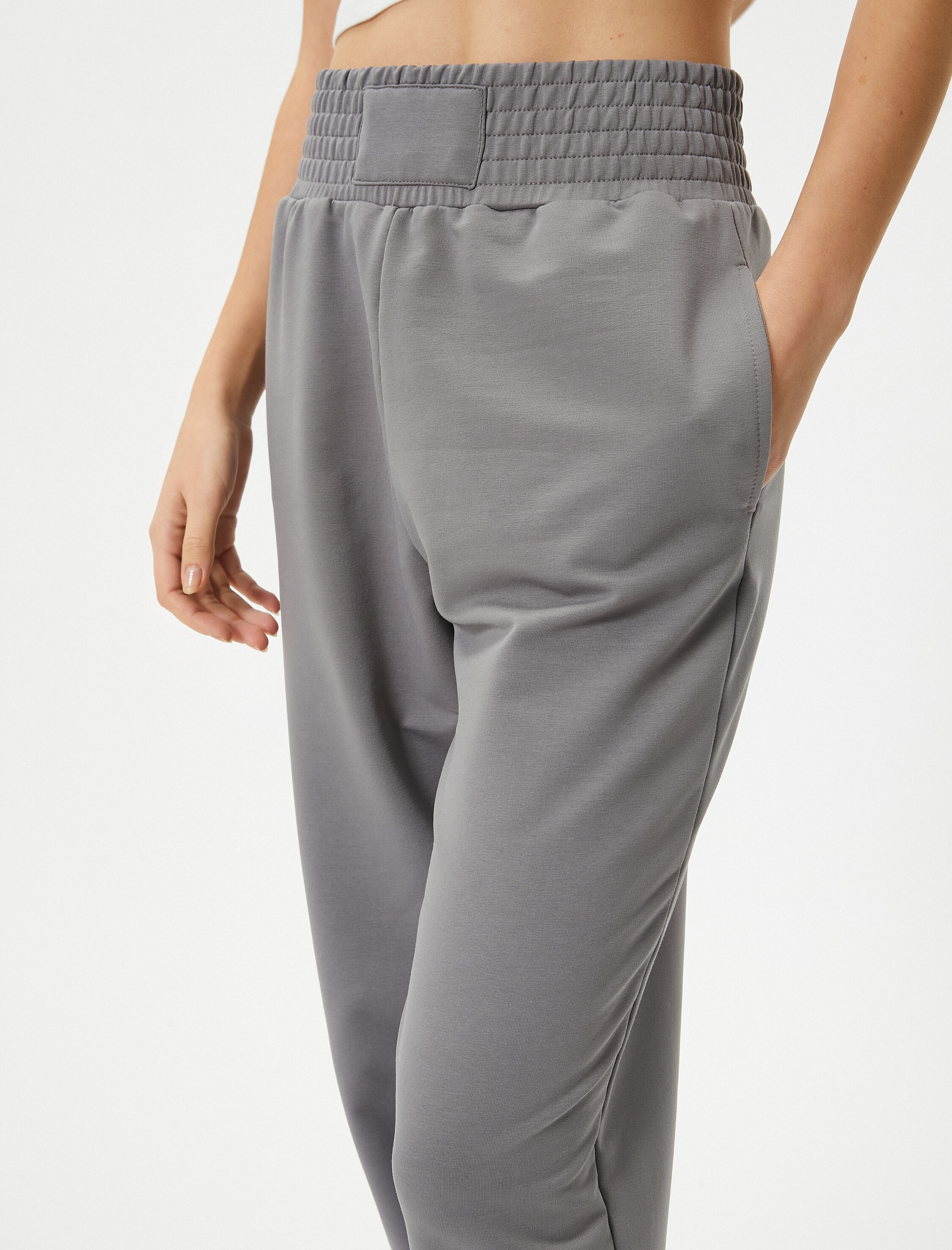   Jogger Eşofman Altı Yüksek Bel Rahat Kalıp Cepli Pamuk Karışımlı