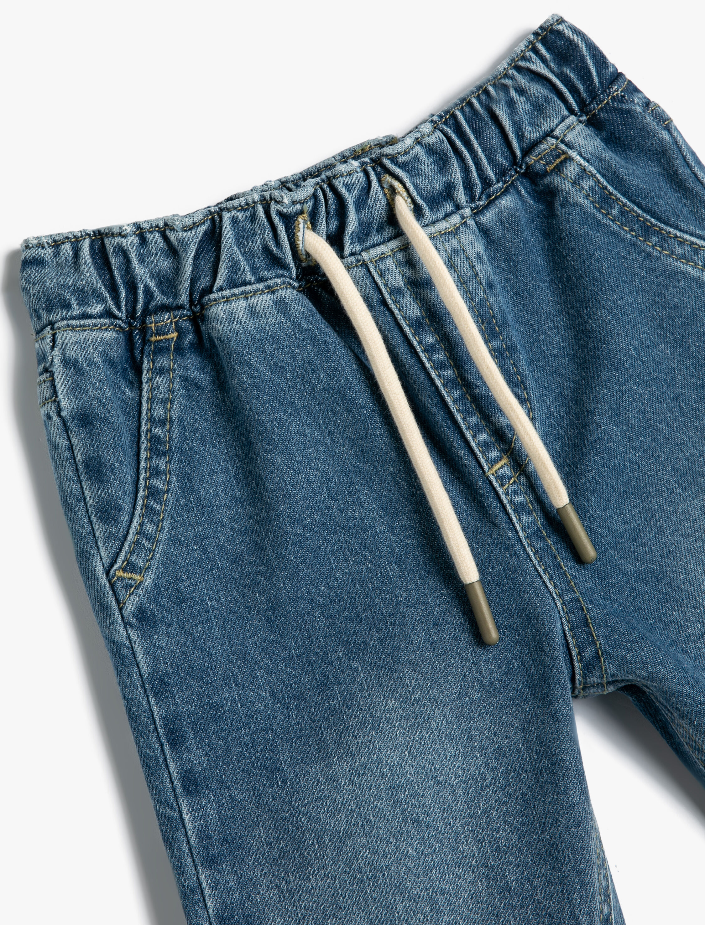  Erkek Bebek Jogger Kot Pantolon Cepli Beli Bağlamalı Pamuklu