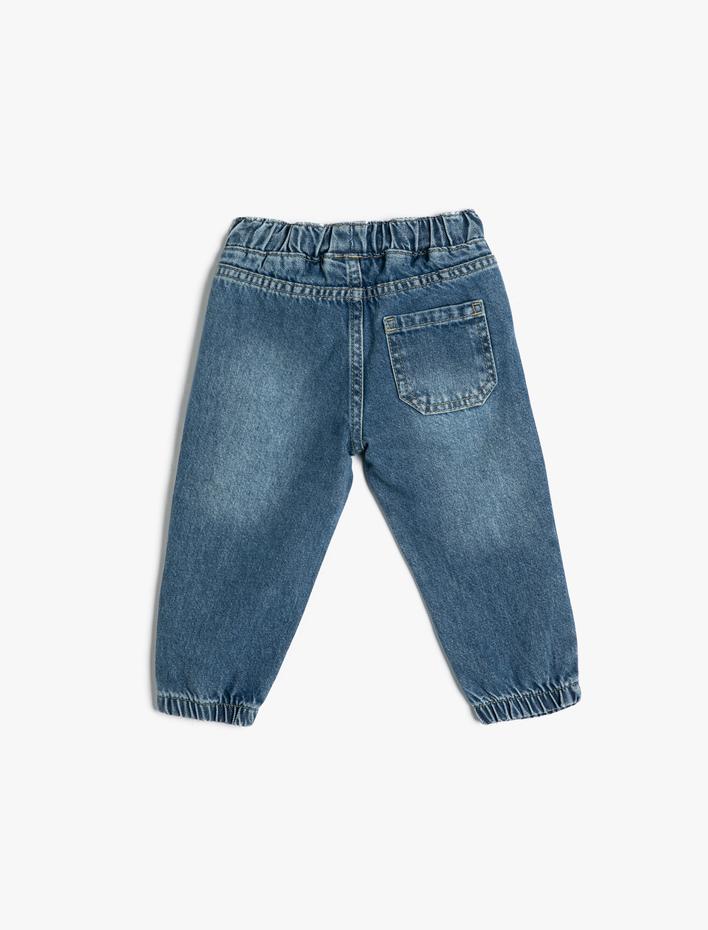 Erkek Bebek Jogger Kot Pantolon Cepli Beli Bağlamalı Pamuklu