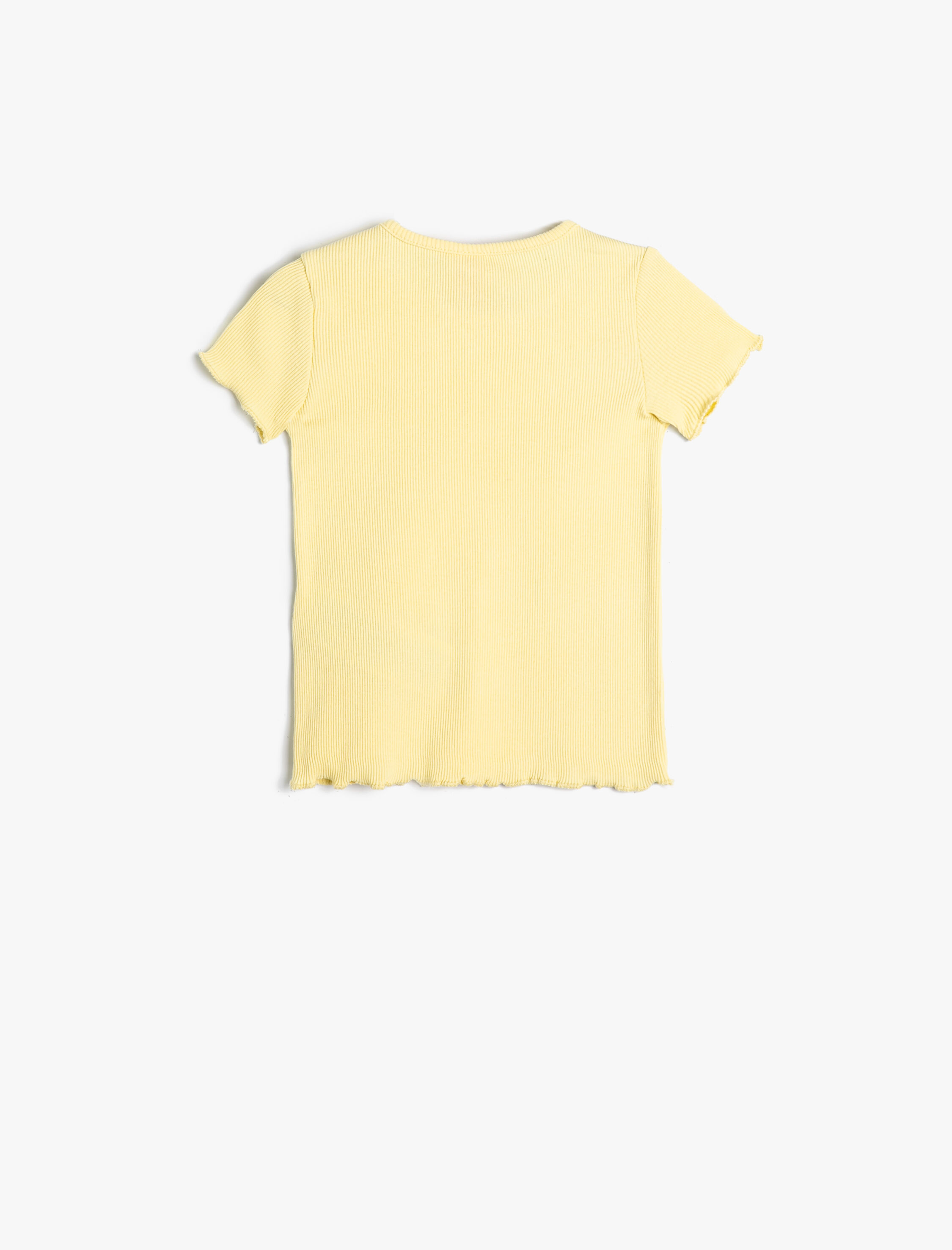  Kız Bebek Basic Tişört Fitilli Kısa Kollu Bisiklet Yaka Pamuklu