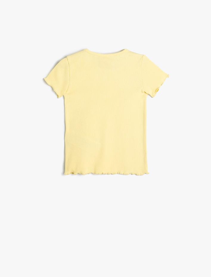 Kız Bebek Basic Tişört Fitilli Kısa Kollu Bisiklet Yaka Pamuklu