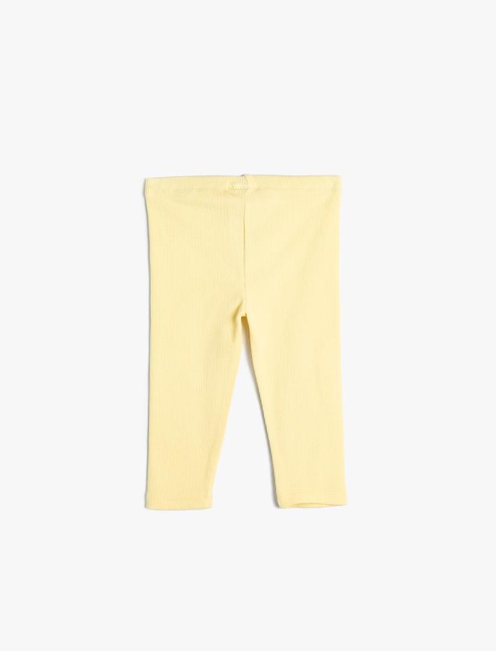 Kız Bebek Basic Tayt Beli Lastikli Pamuklu Aplike Detaylı Pamuklu