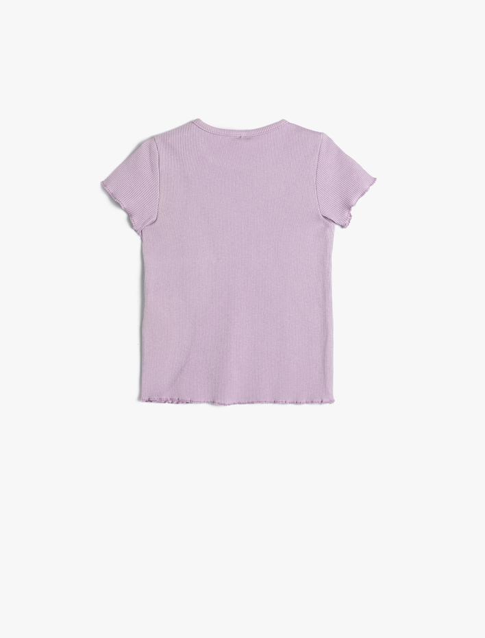 Kız Bebek Tişört Flamingo Baskılı Kısa Kollu Bisiklet Yaka Fitilli Pamuklu