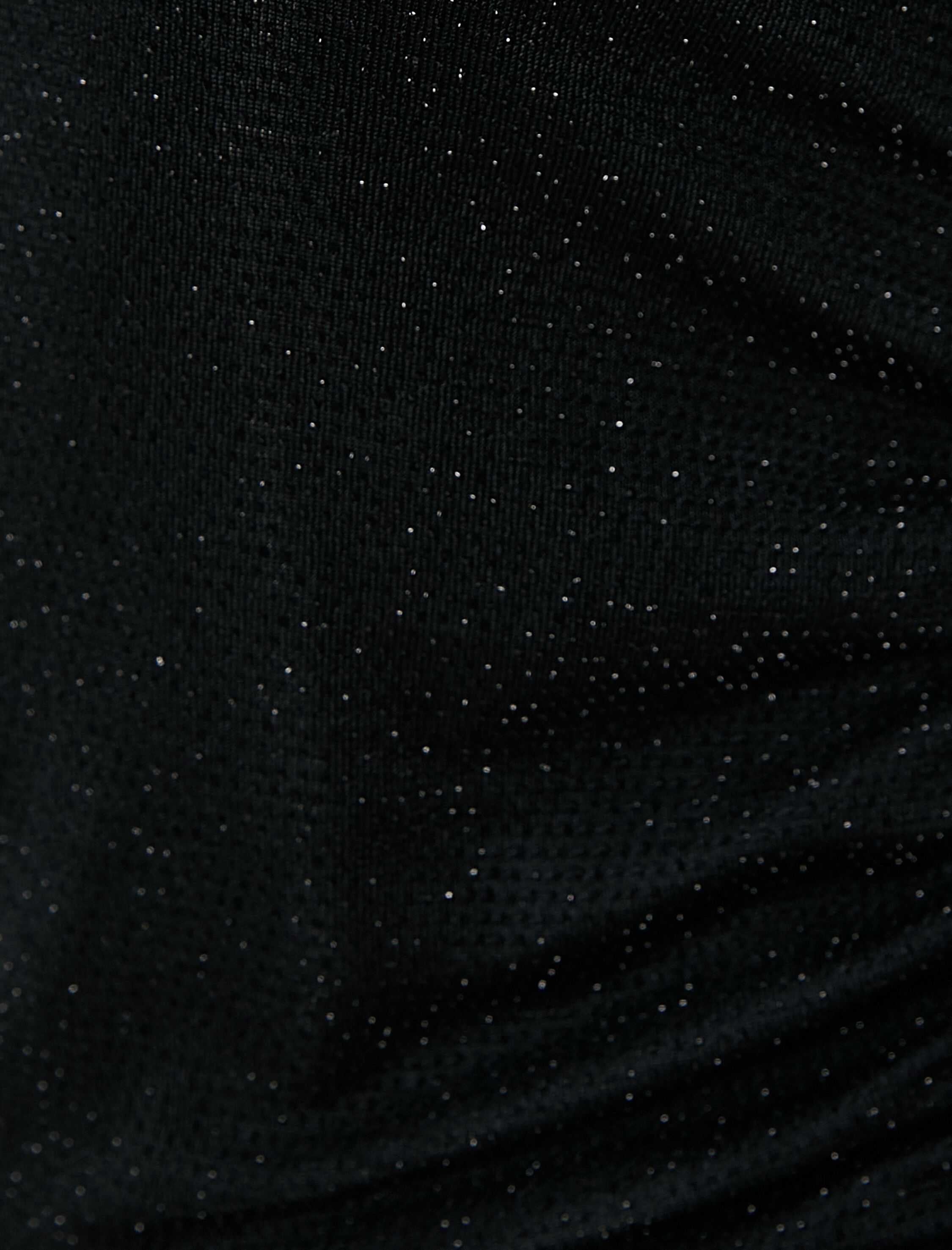   Midi Elbise Işıltılı Drapeli Uzun Kollu Dik Yaka