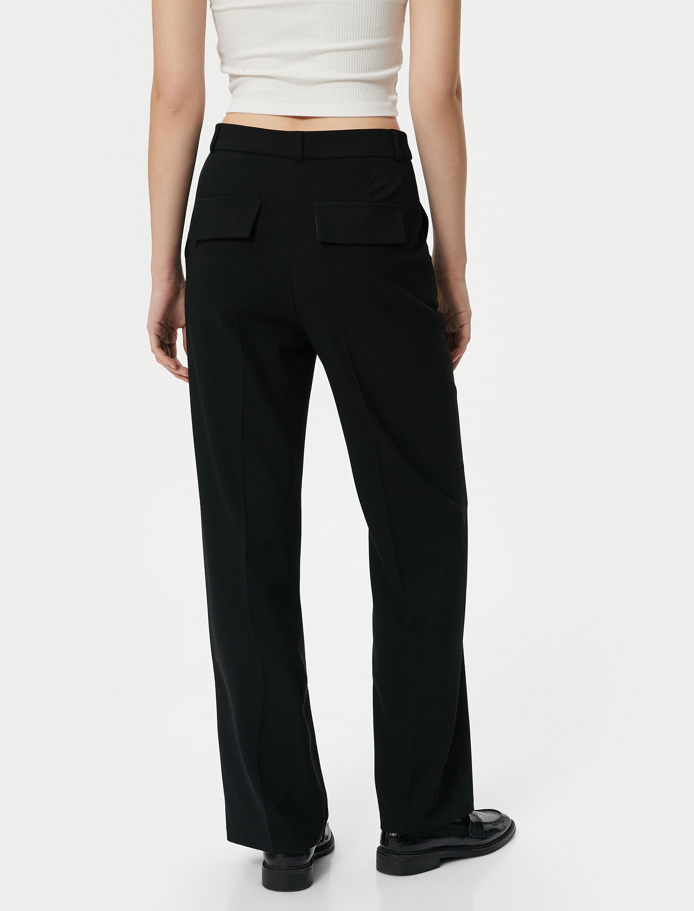 Boru Paça Pantolon Normal Bel Cep Detaylı