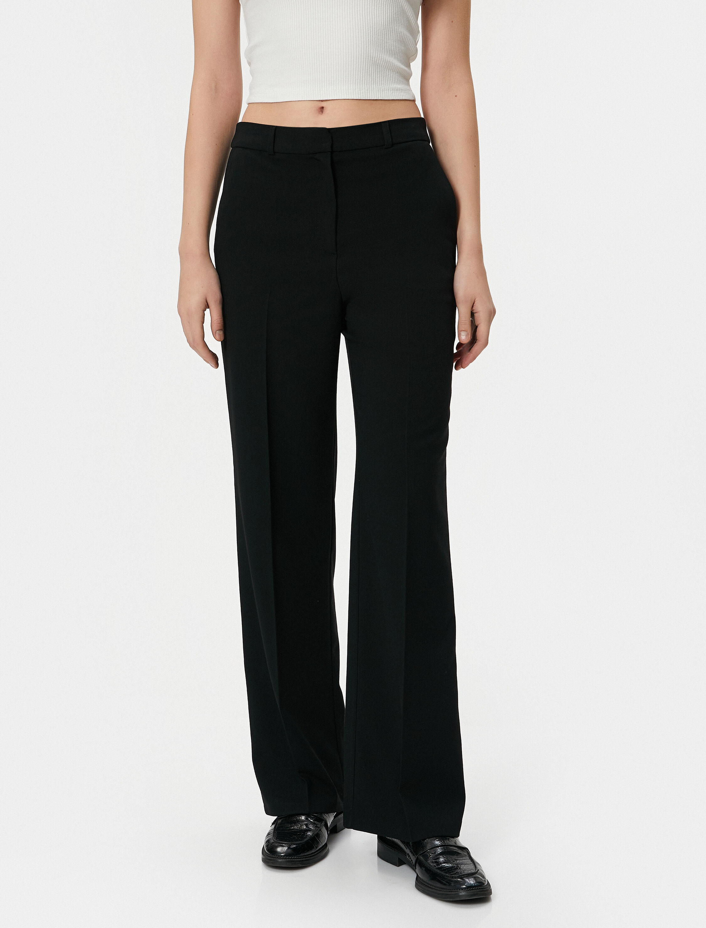 Boru Paça Pantolon Normal Bel Cep Detaylı