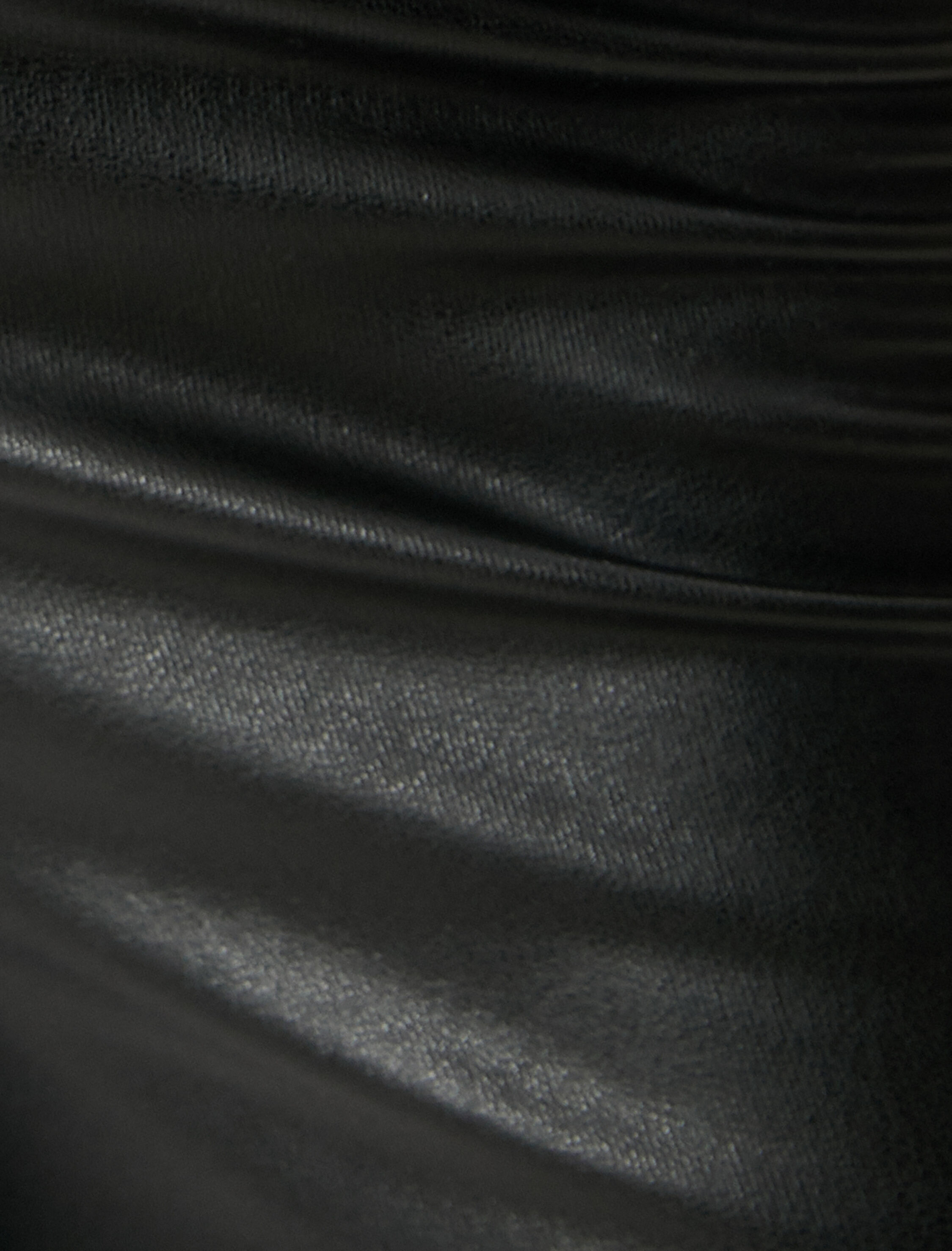   Deri Görünümlü Pantolon Dar Paça Dar Kesim Yüksek Bel