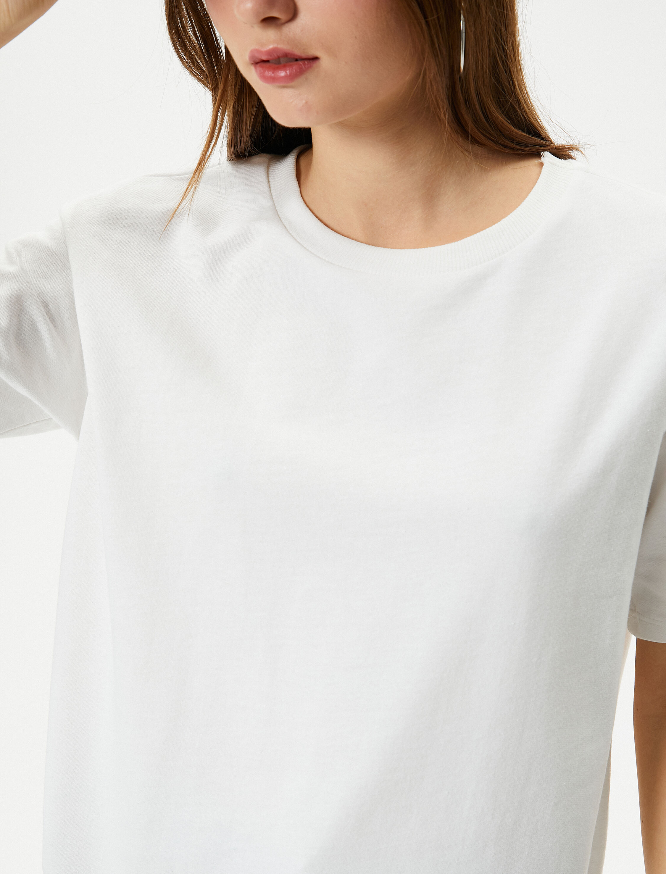 Basic Tişört Bisiklet Yaka Kısa Kollu Pamuk Karışımlı