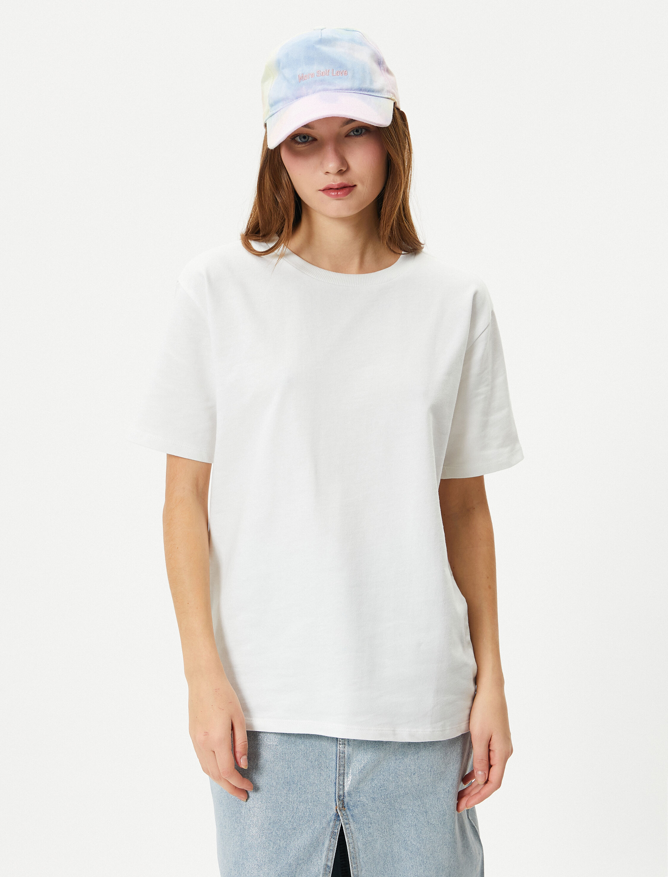 Basic Tişört Bisiklet Yaka Kısa Kollu Pamuk Karışımlı