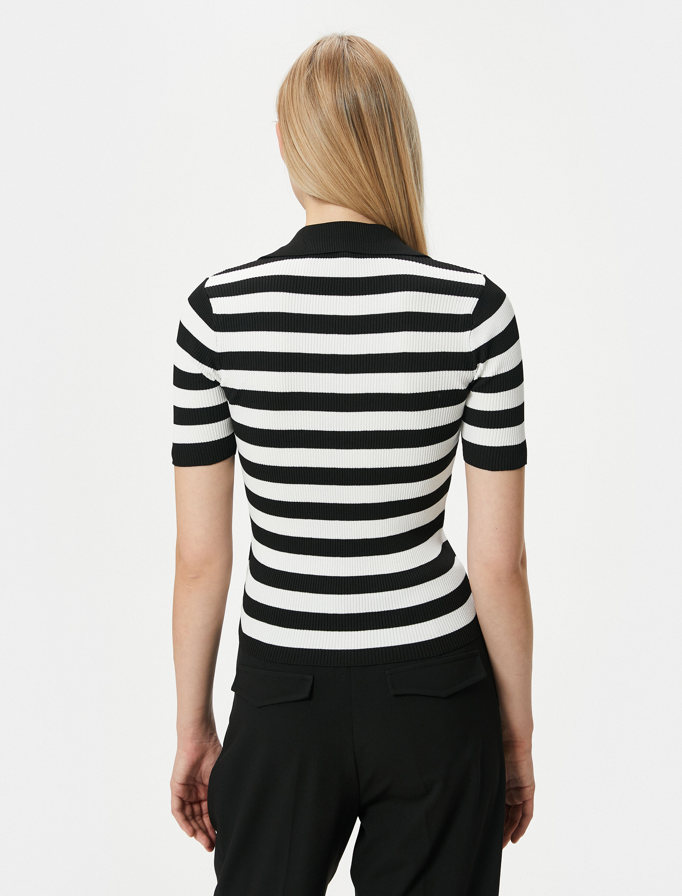   Triko Polo Yaka Kazak Fitilli Kısa Kollu Düğmeli