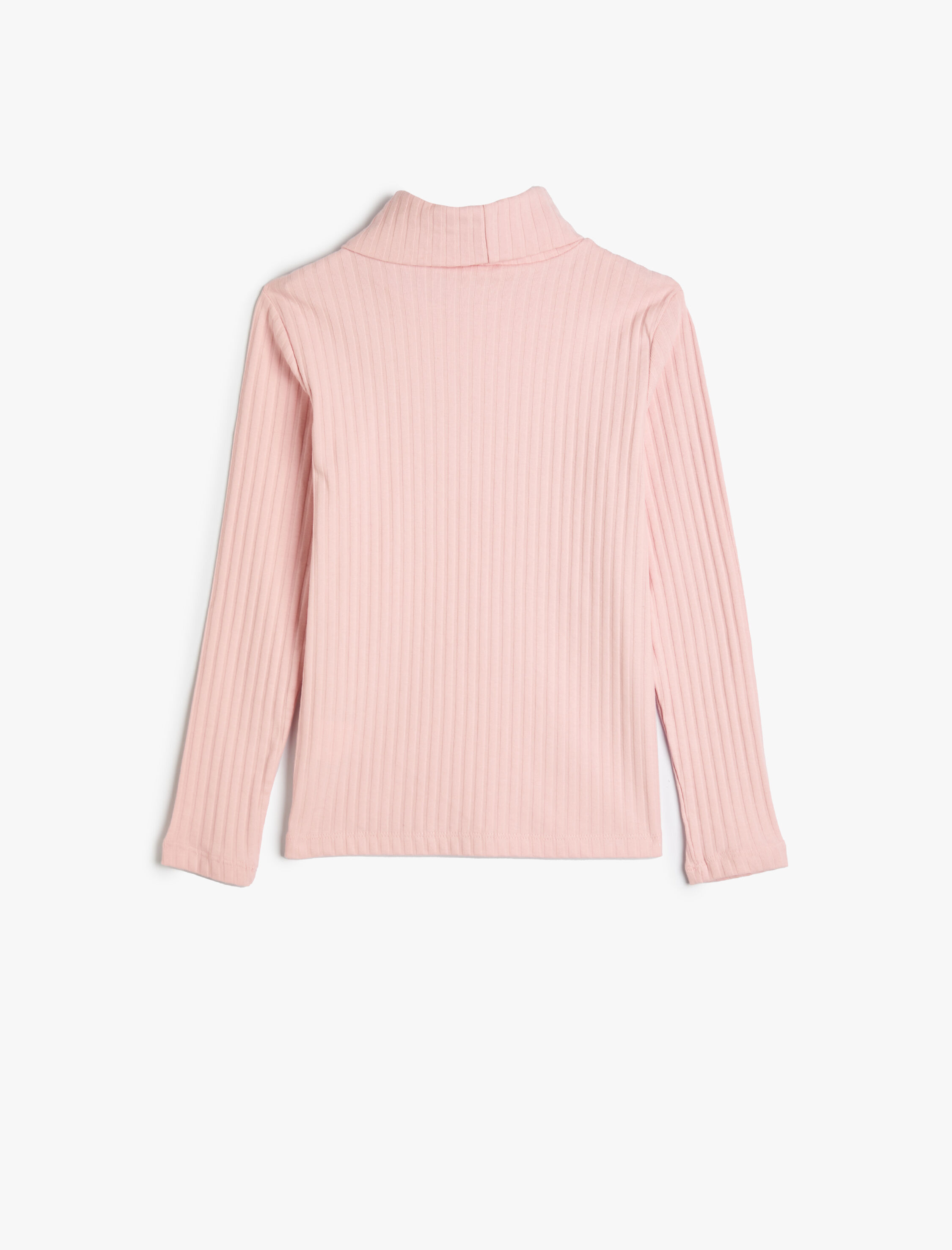  Kız Çocuk Basic Balıkçı Yaka Tişört Uzun Kollu Fitilli