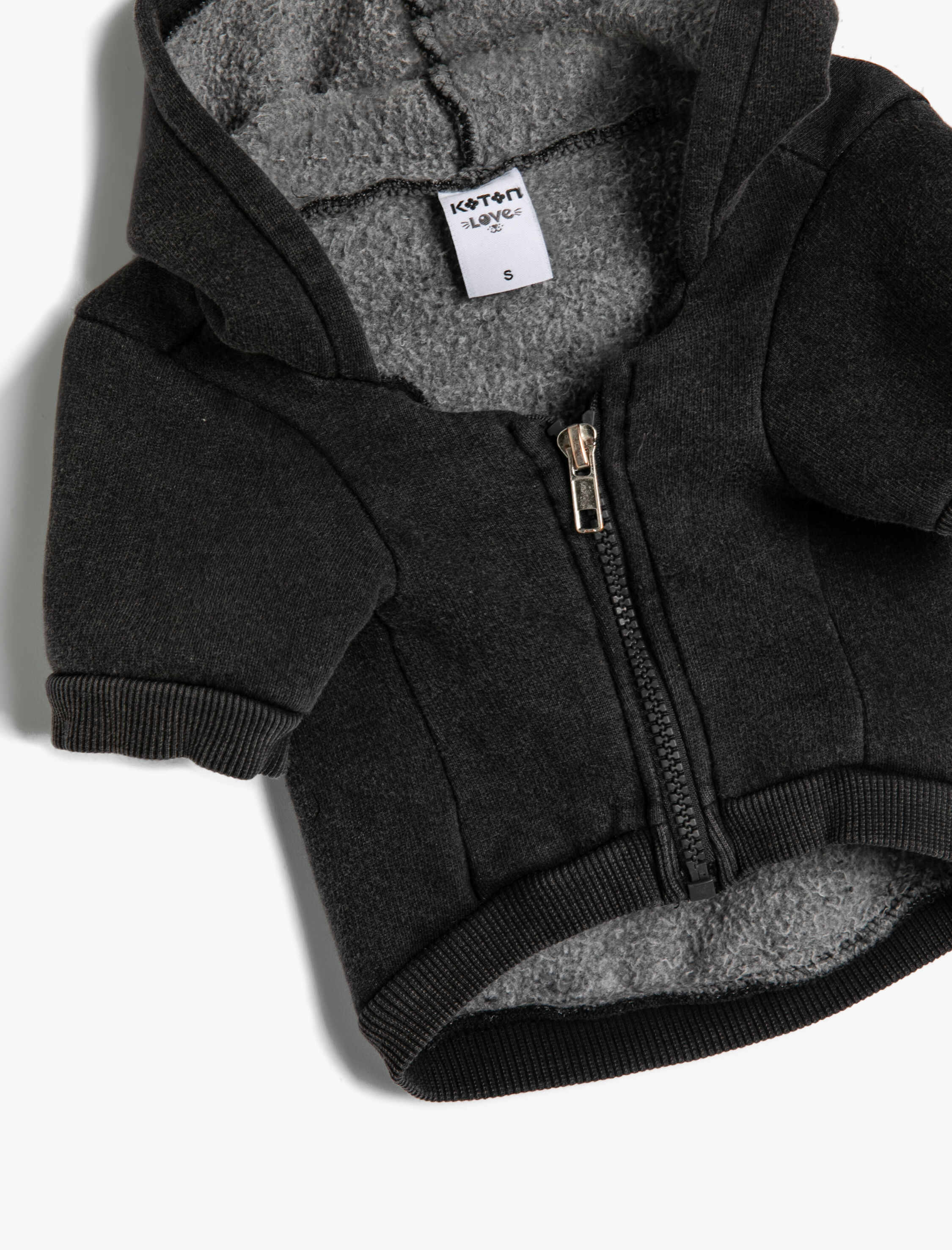   Şardonlu Kapüşonlu Köpek Sweatshirt Fermuarlı İçi Peluş Antibakteriyel