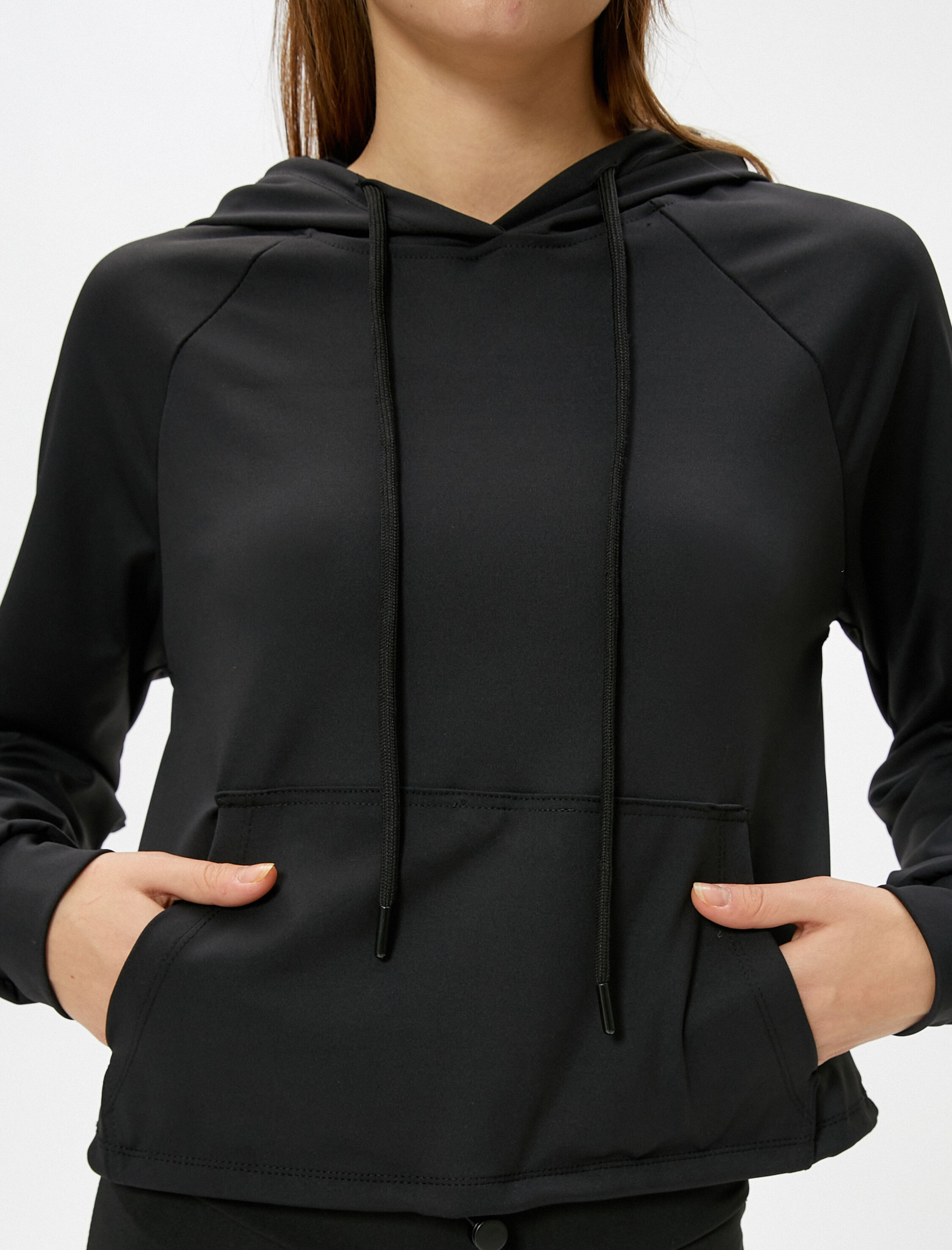   Kapşonlu Spor Sweatshirt Kanguru Cepli Rahat Kalıp Beli Lastikli Stoper Detaylı