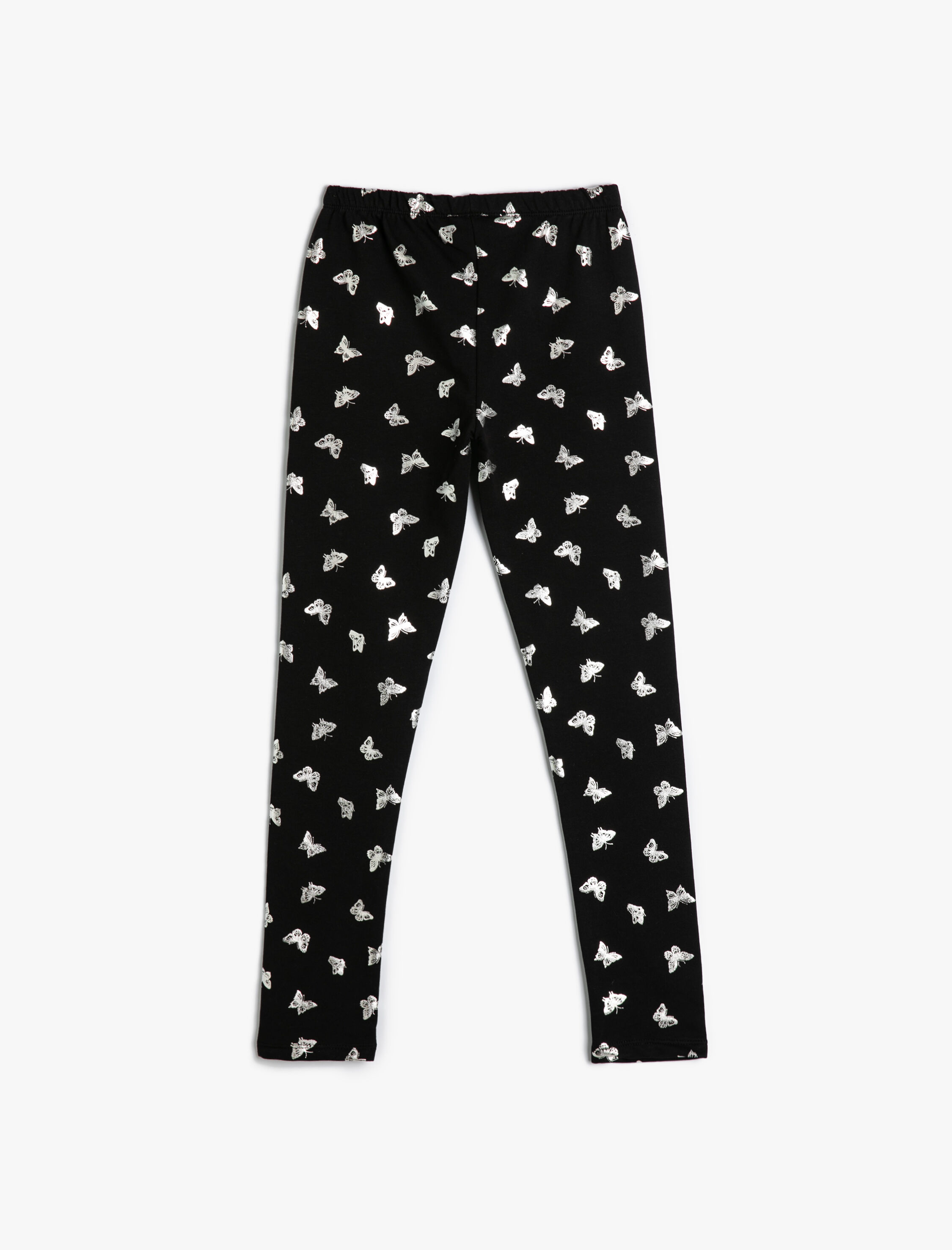  Kız Çocuk Kelebekli Tayt Parlak Baskılı Pamuklu