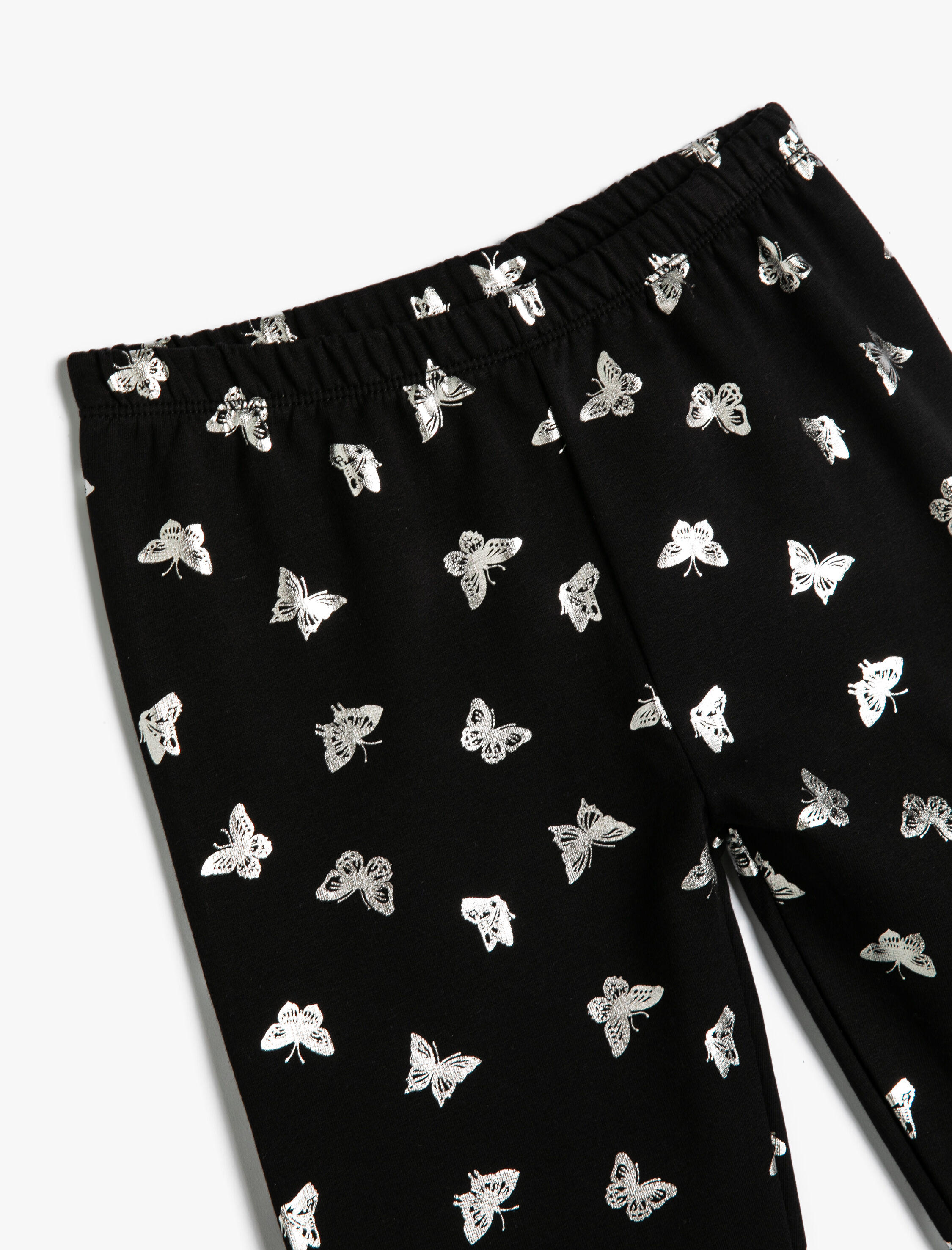  Kız Çocuk Kelebekli Tayt Parlak Baskılı Pamuklu