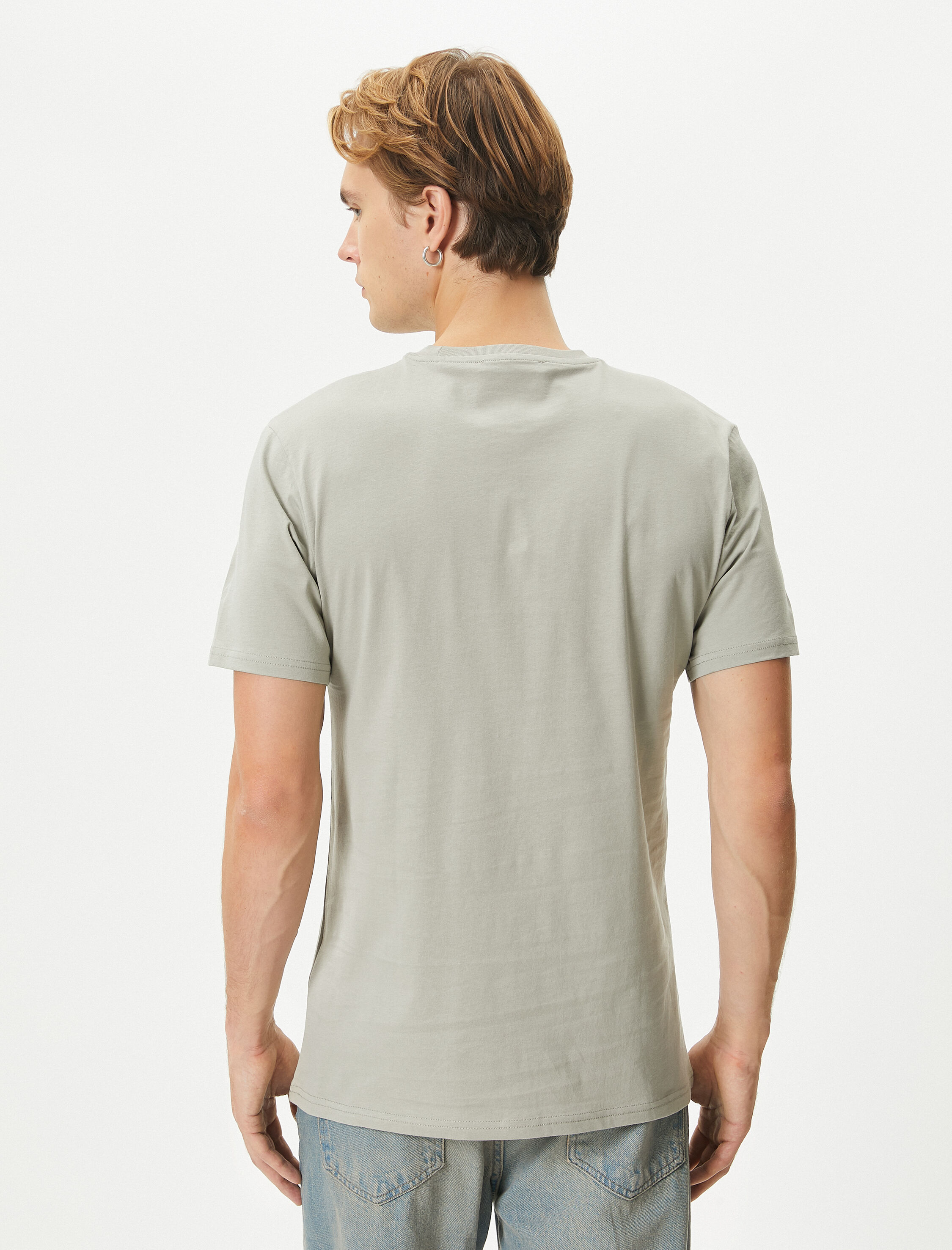   Slogan Baskılı Tişört Slim Fit Bisiklet Yaka Kısa Kollu Pamuklu