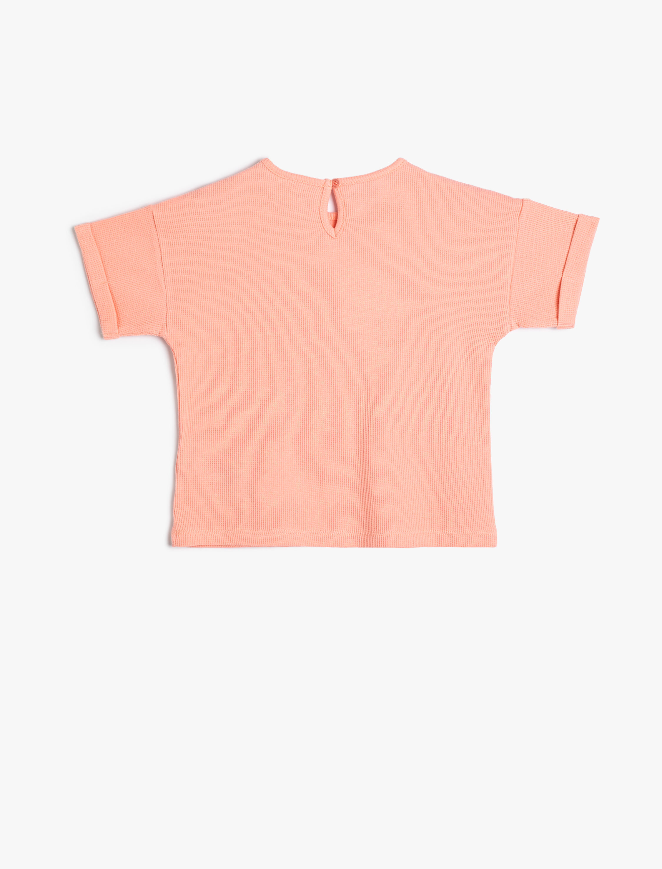  Kız Bebek Tişört Kısa Kollu Bisiklet Yaka Dokulu Pamuklu