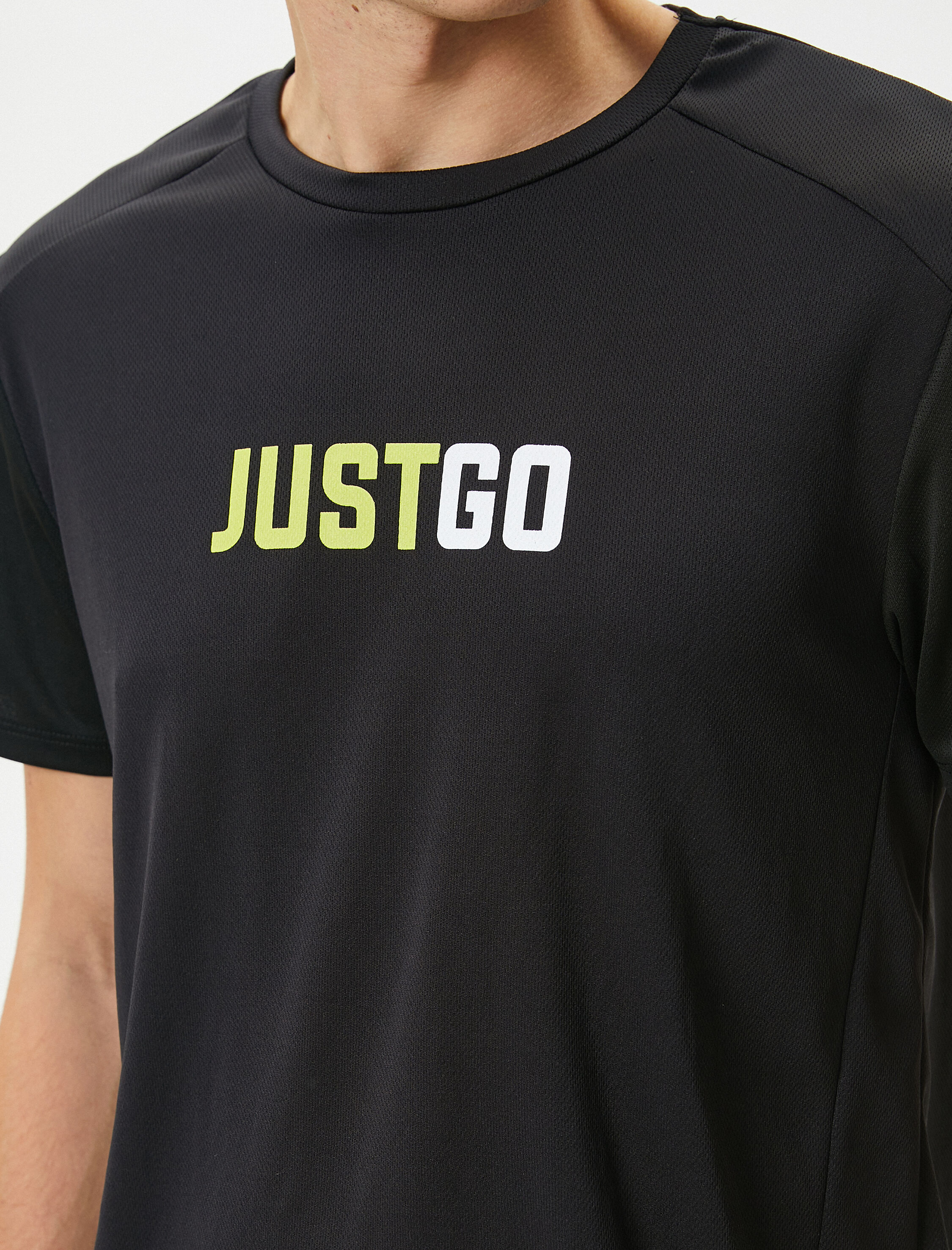   Spor Tişört Slogan Baskılı Bisiklet Yaka Kısa Kollu