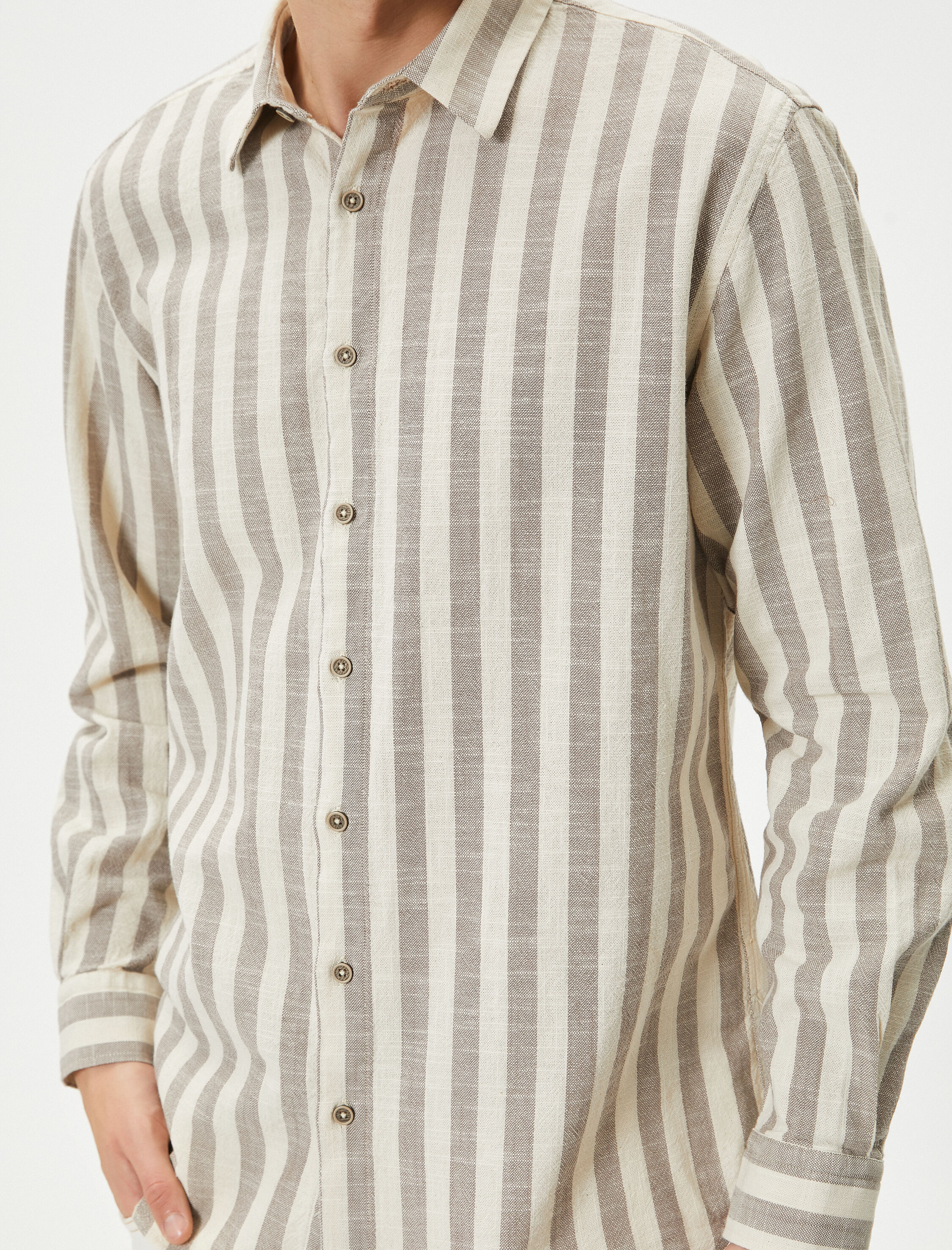   Klasik Yaka Gömlek Düğmeli Uzun Kollu Pamuklu Regular Fit