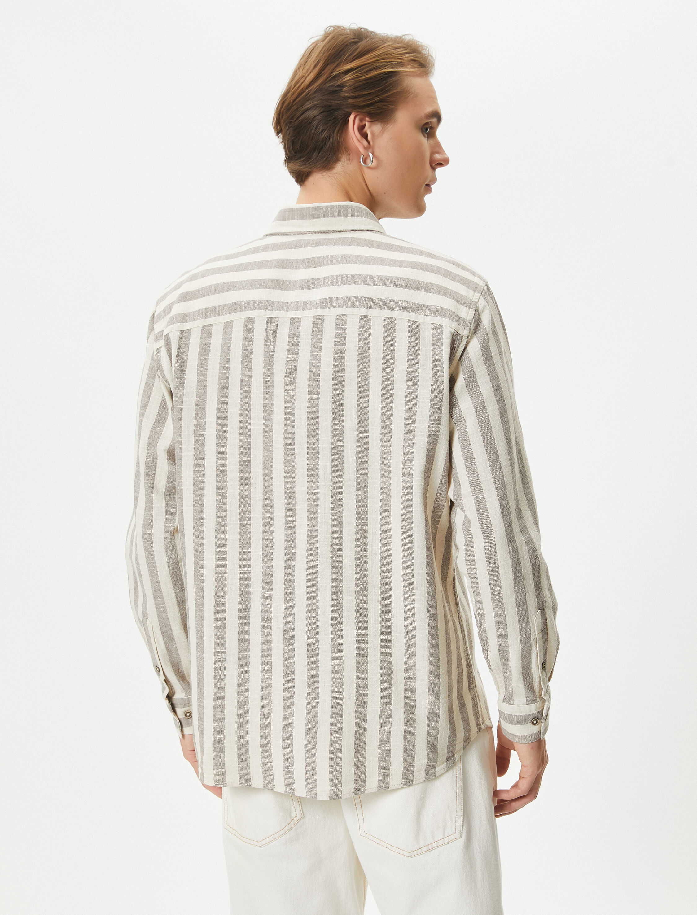   Klasik Yaka Gömlek Düğmeli Uzun Kollu Pamuklu Regular Fit