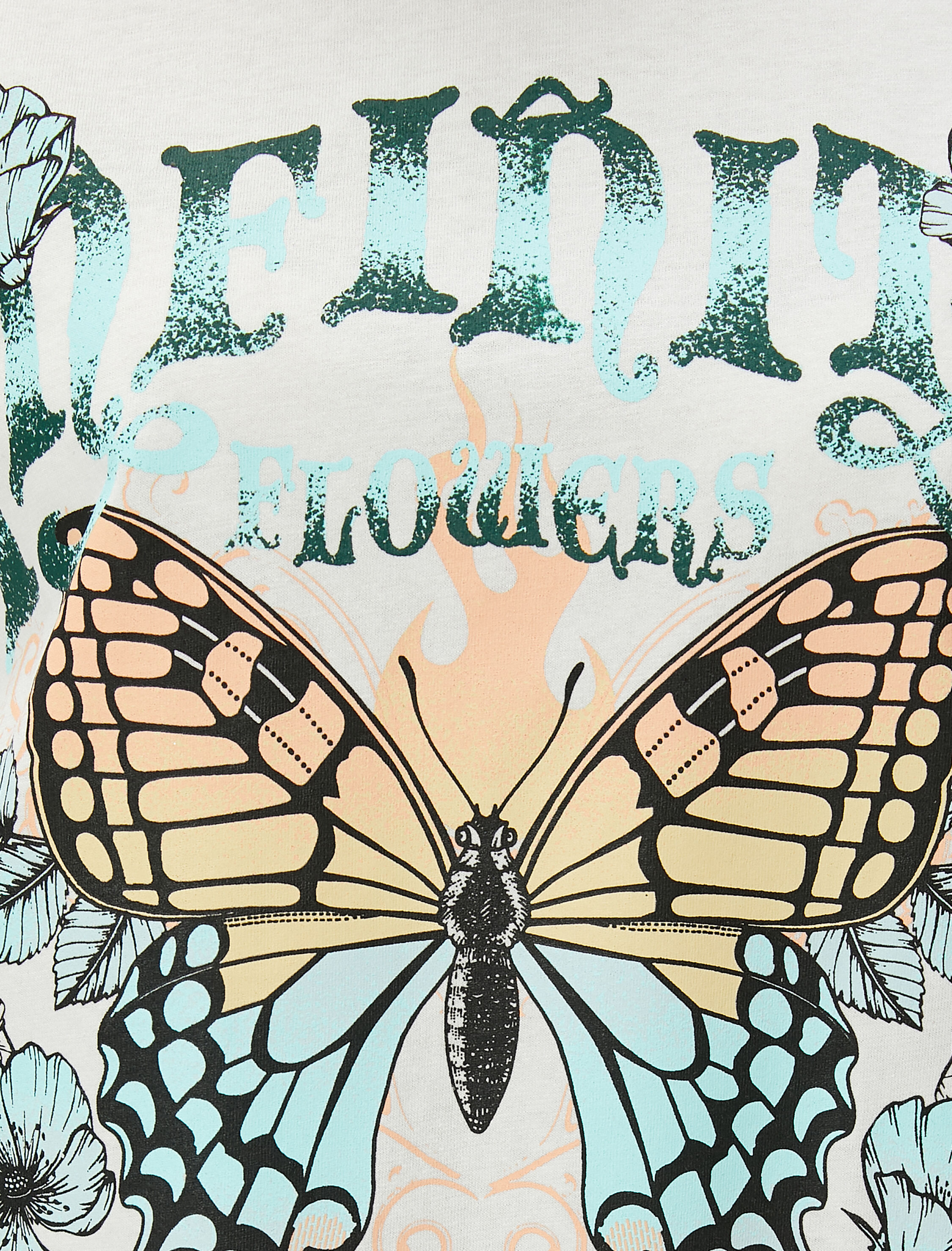   Kelebekli Tişört Pamuklu Kısa Kollu Bisiklet Yaka