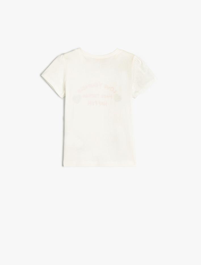 Kız Bebek Tişört Kısa Kollu Bisiklet Yaka Slogan Baskılı Pamuklu