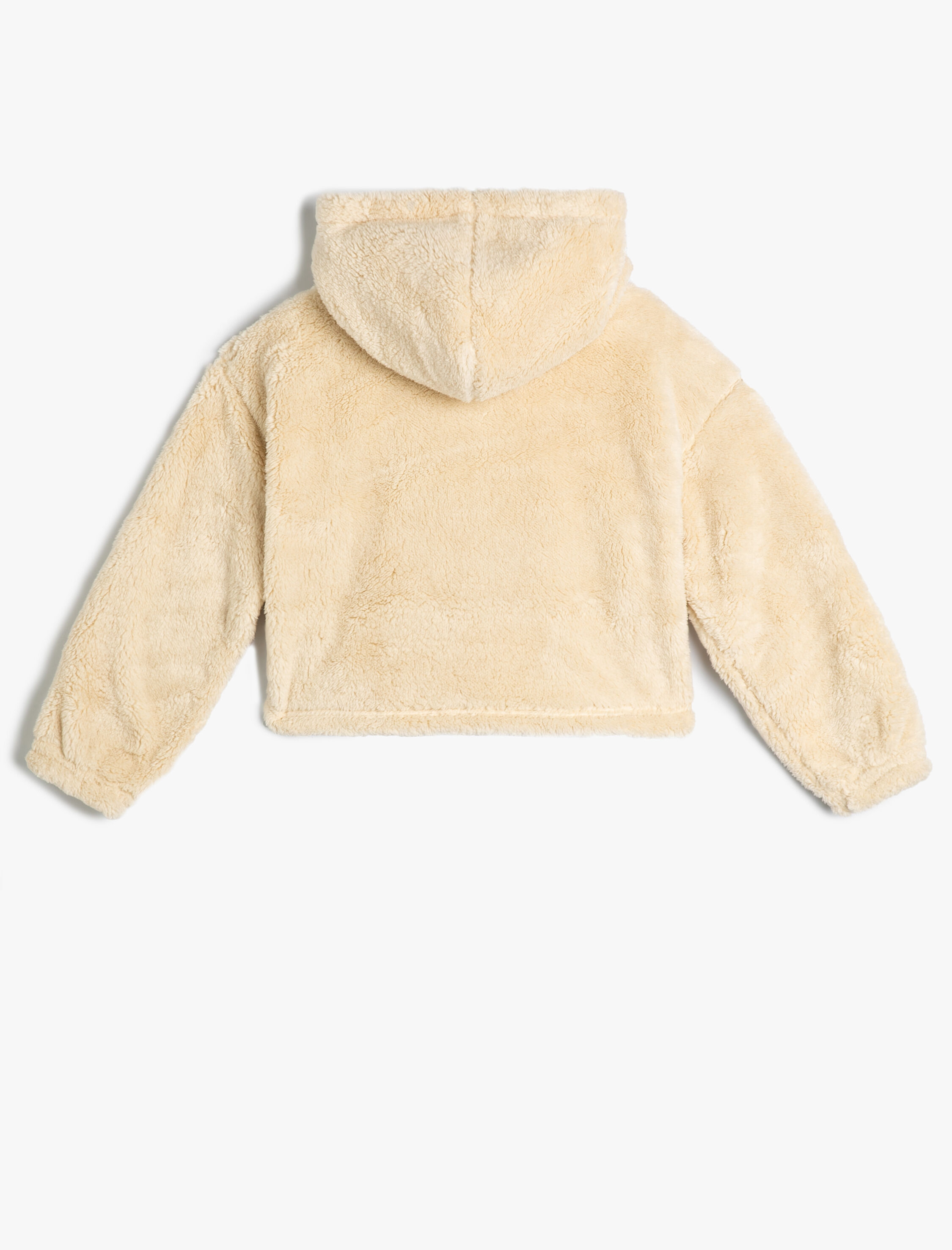  Kız Çocuk Peluş Kapşonlu Sweatshirt Kelebek İşlemeli Uzun Kollu