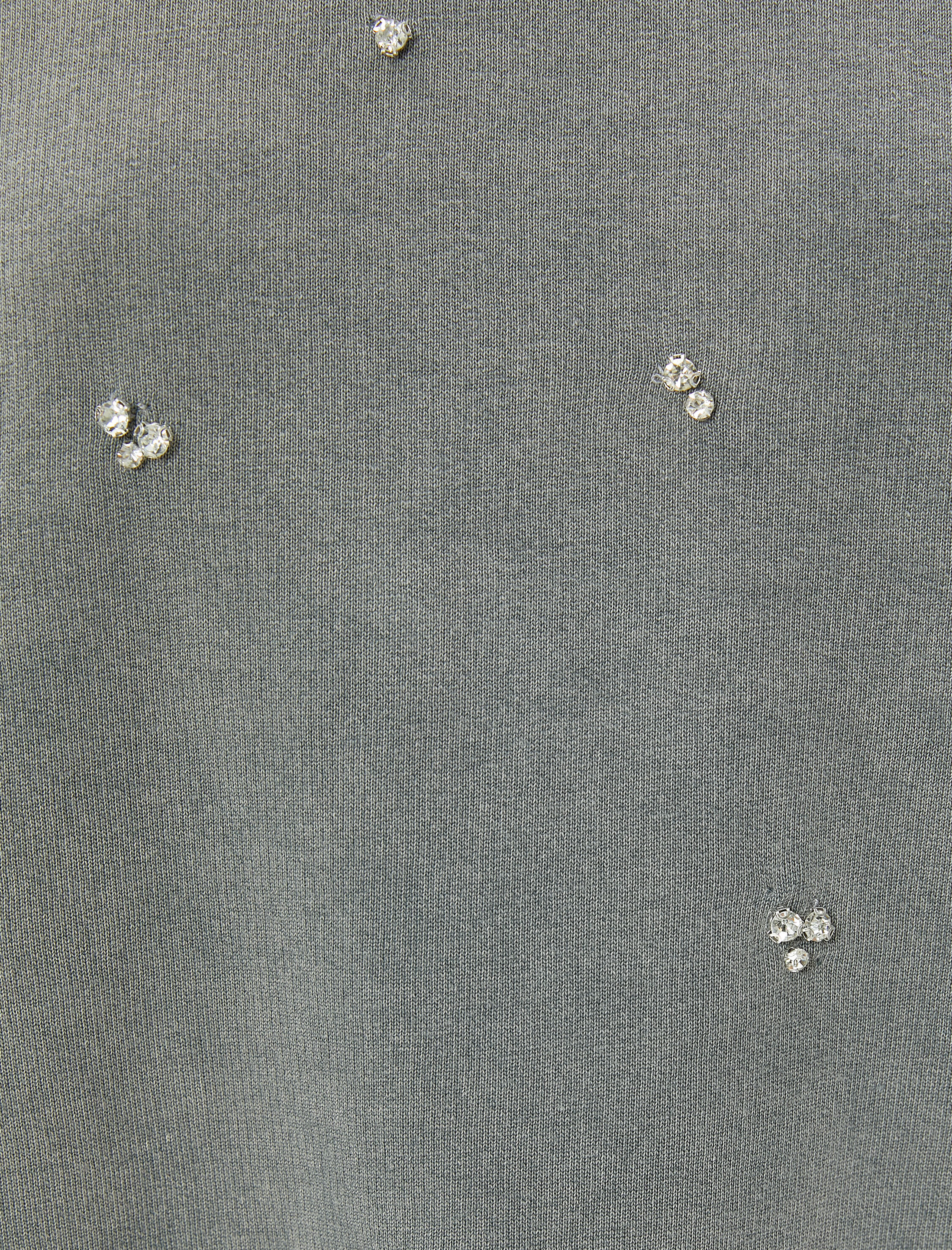   Oversize Taşlı Sweatshirt Metalik Soluk Efektli Bisiklet Yaka