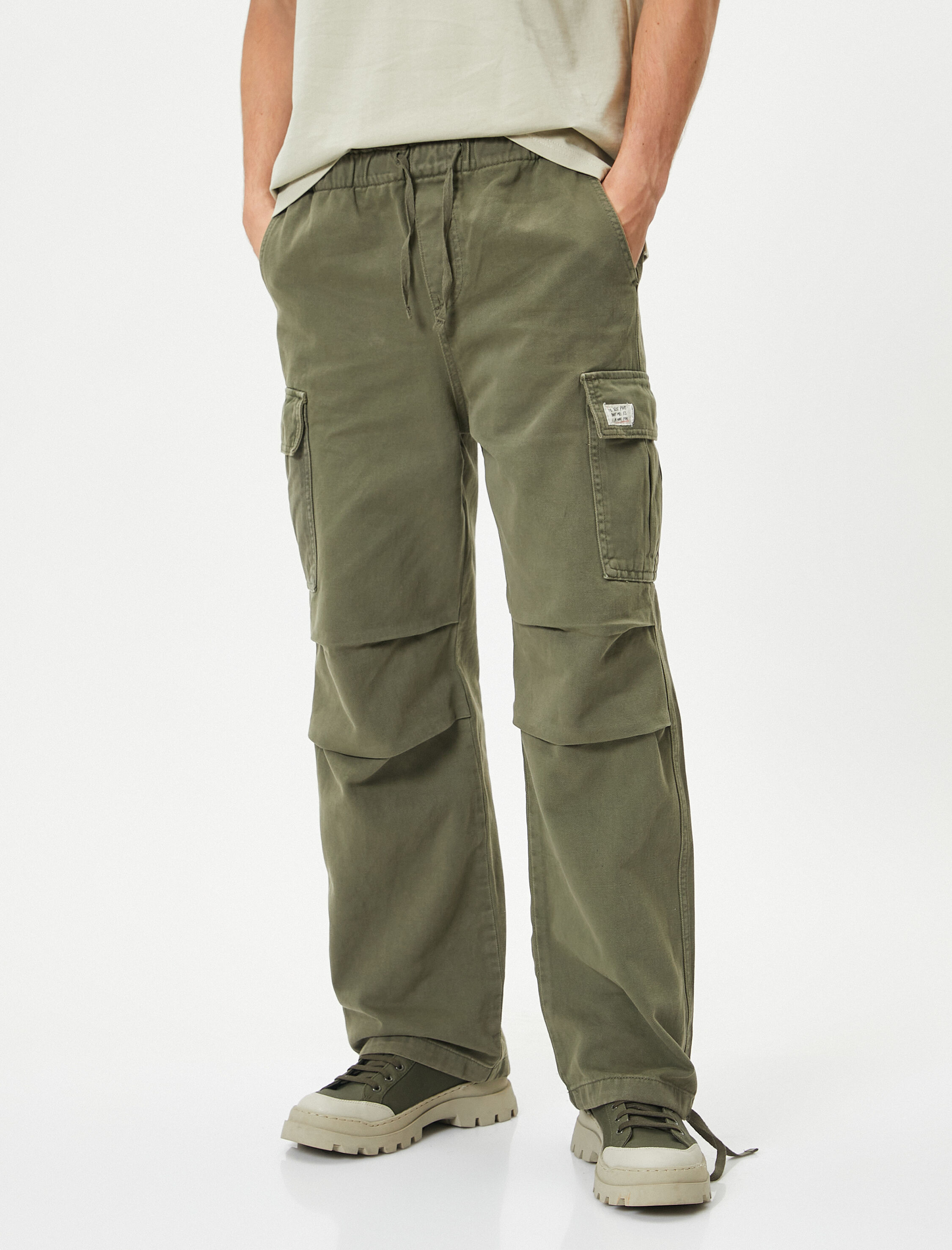   Paraşüt Pantolon Kargo Cepli Beli Bağcıklı Stoperli