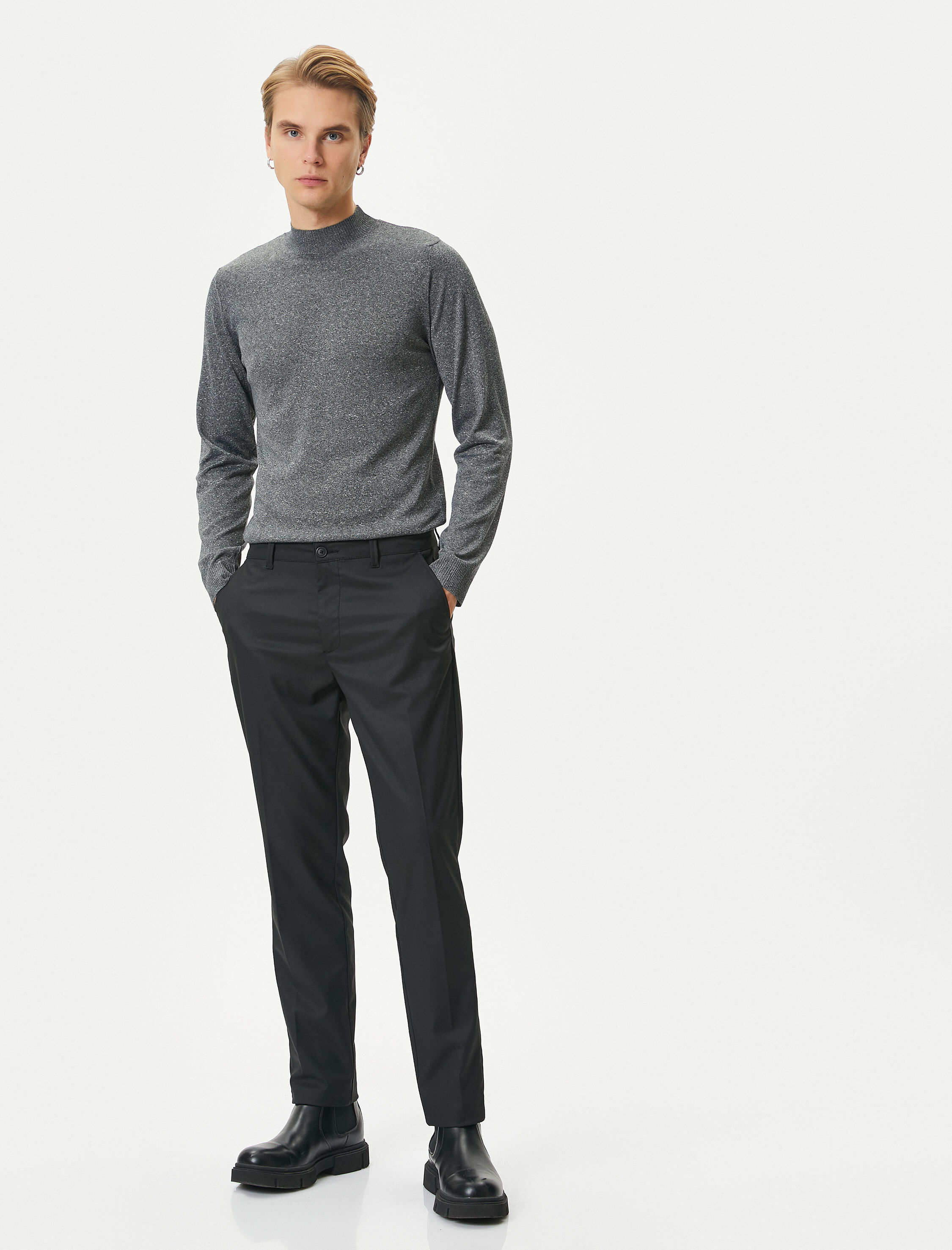   Yarım Balıkçı Yaka Kazak Slim Fit Kırçıllı