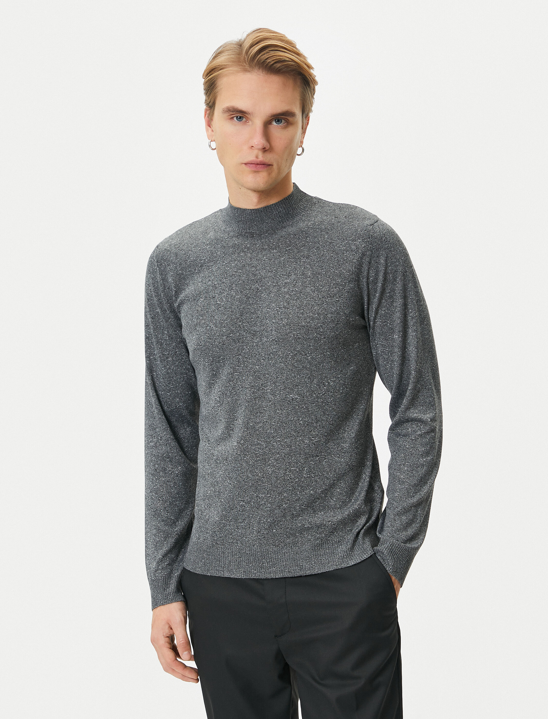   Yarım Balıkçı Yaka Kazak Slim Fit Kırçıllı